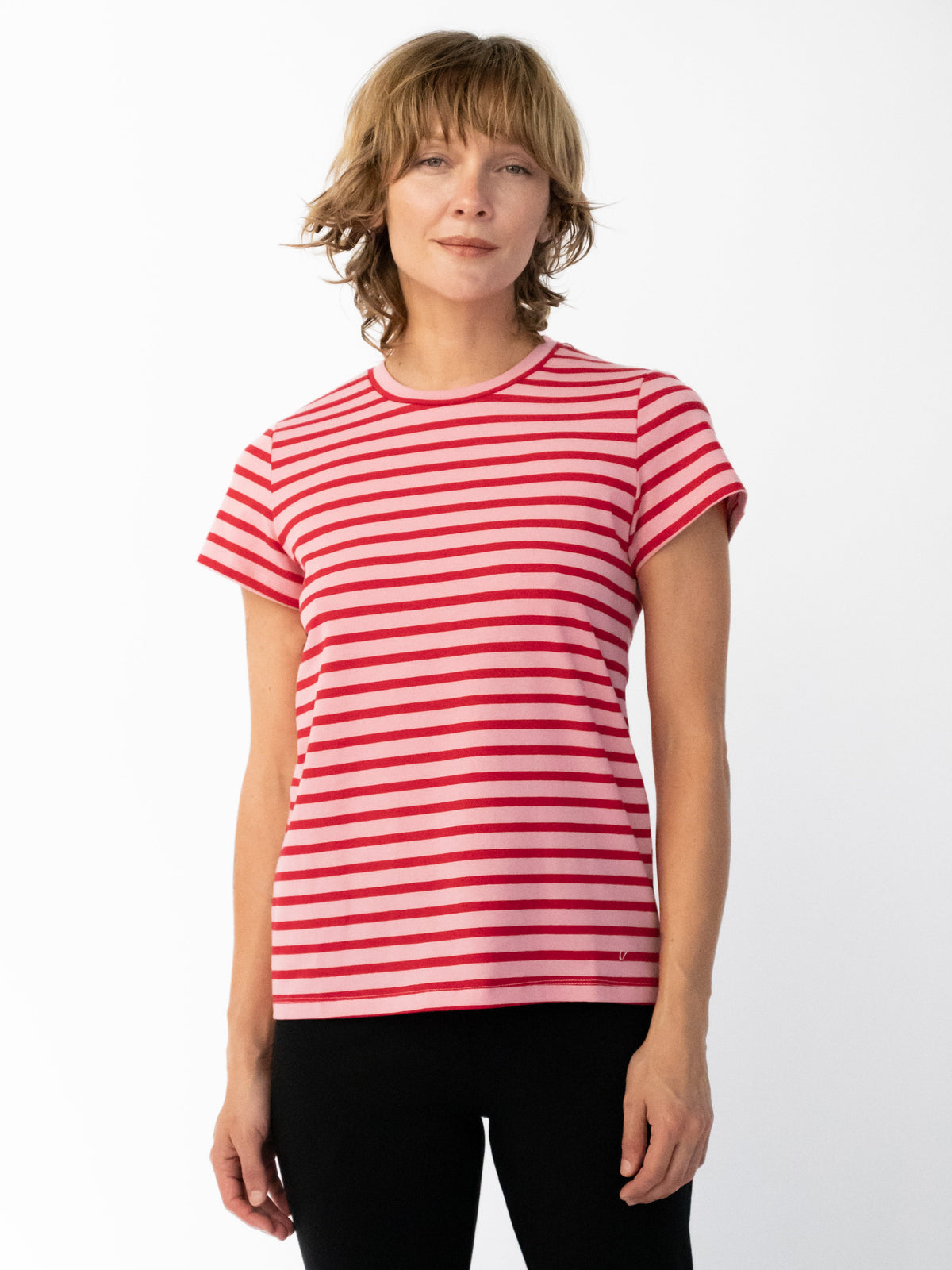 MAISIE cotton tee Pink and Red Stripe - Lesley Evers-Best Seller-Shop-Shop/All Products