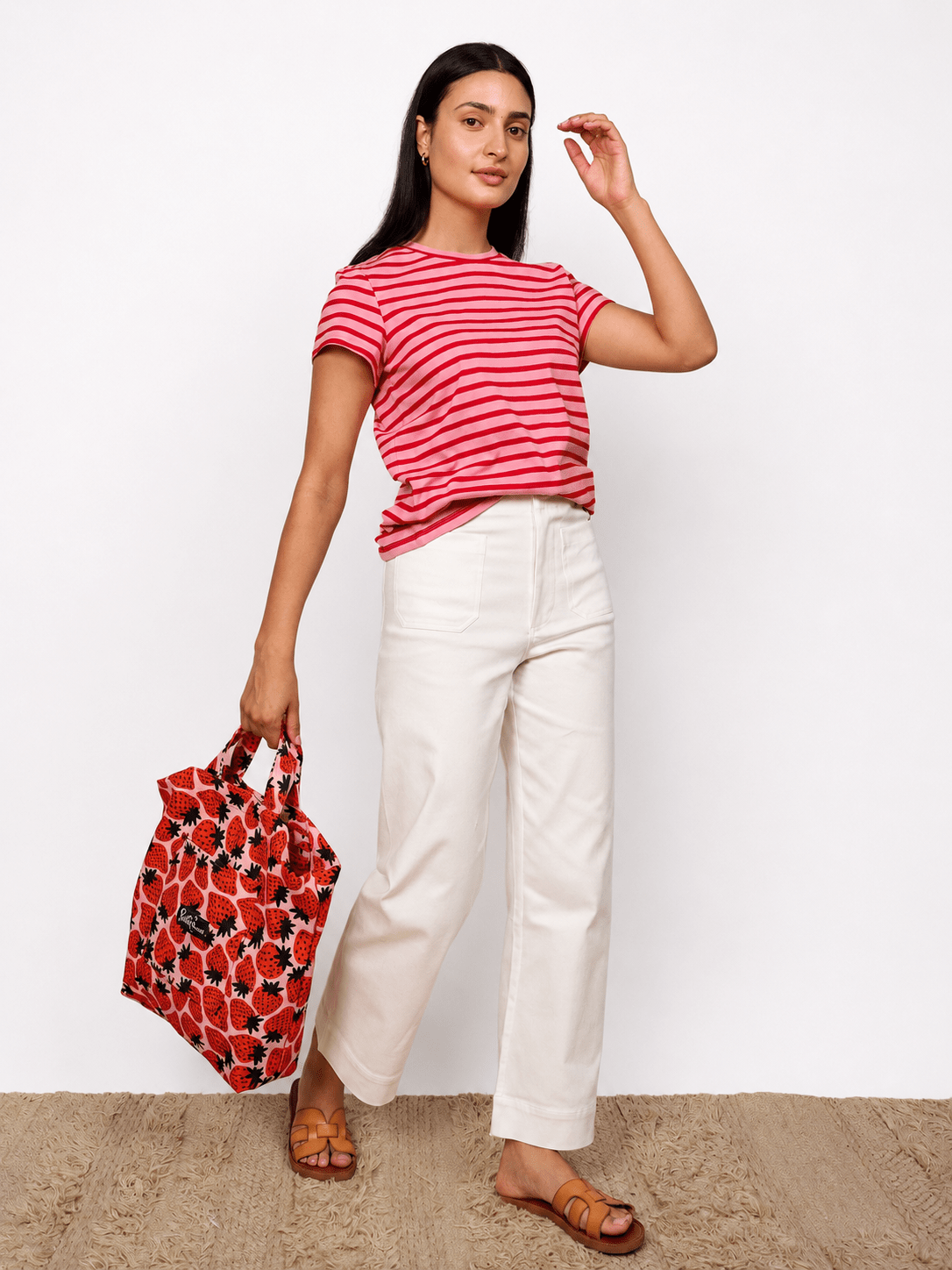 MAISIE cotton tee Pink and Red Stripe - Lesley Evers-Best Seller-Shop-Shop/All Products