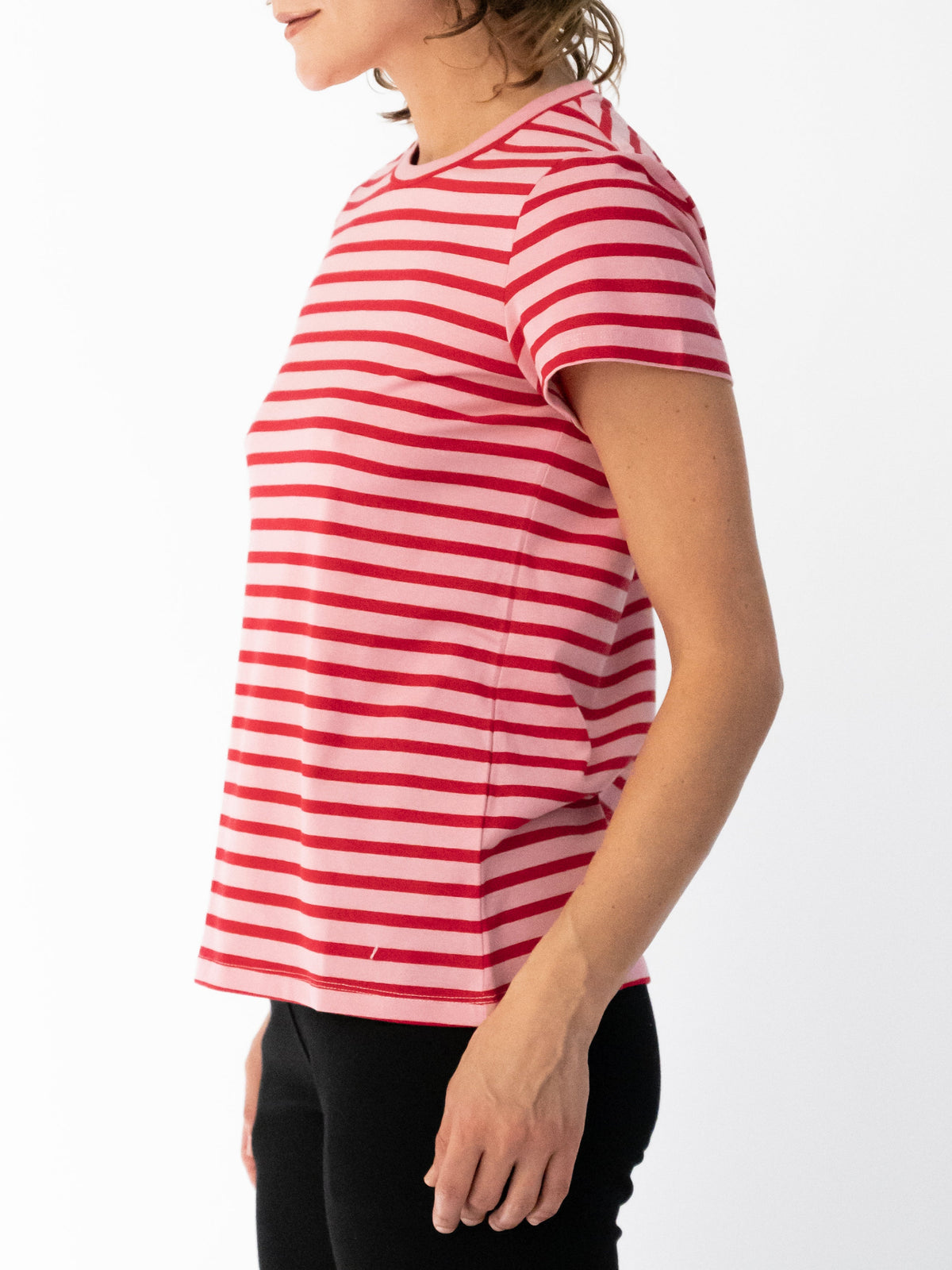 MAISIE cotton tee Pink and Red Stripe - Lesley Evers-Best Seller-Shop-Shop/All Products