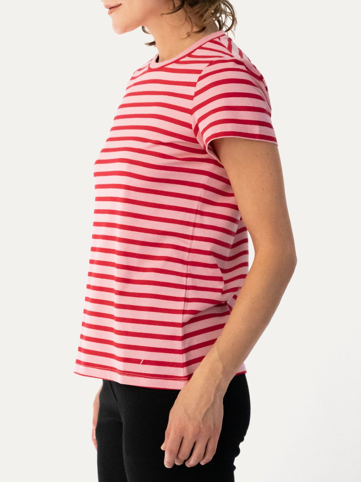 MAISIE cotton tee Pink and Red Stripe - Lesley Evers-Best Seller-Shop-Shop/All Products