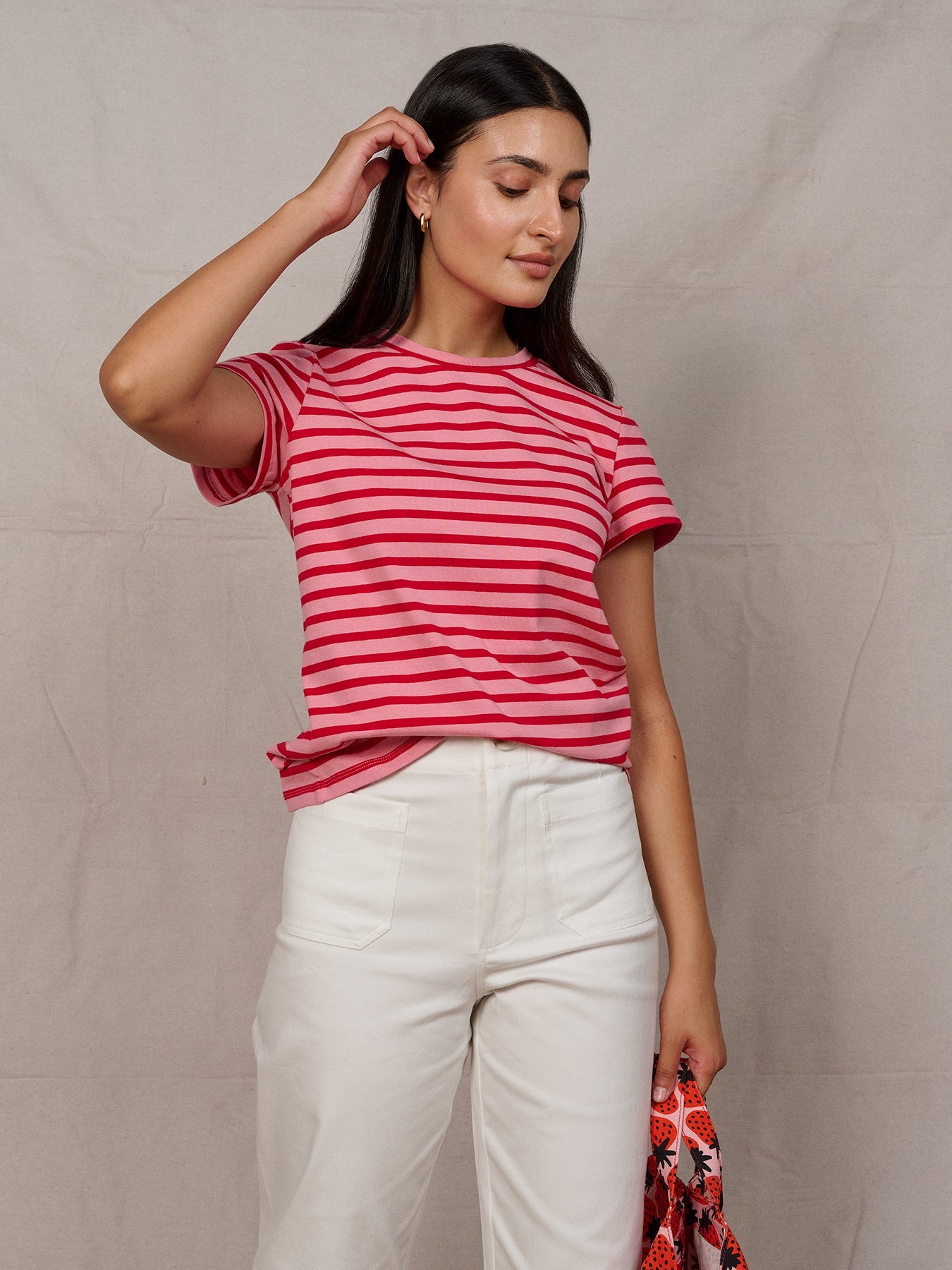 MAISIE cotton tee Pink and Red Stripe - Lesley Evers - Best Seller - Shop - Shop/All Products