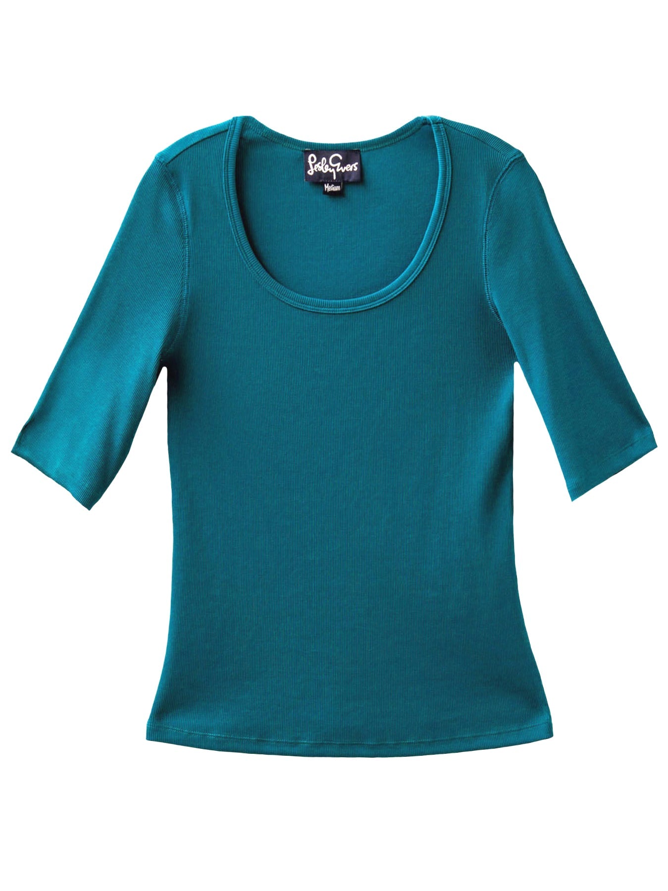 MALLORY rib tee Peacock Blue - Lesley Evers - Best Seller - Shop - Shop/All Products