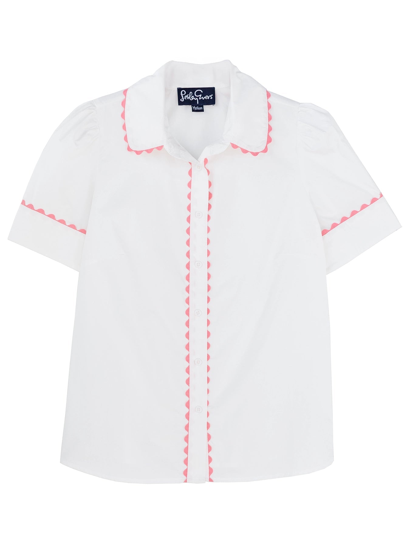 MANDY blouse White and Pink - Lesley Evers - mandy solid - Shop - Shop/All Products