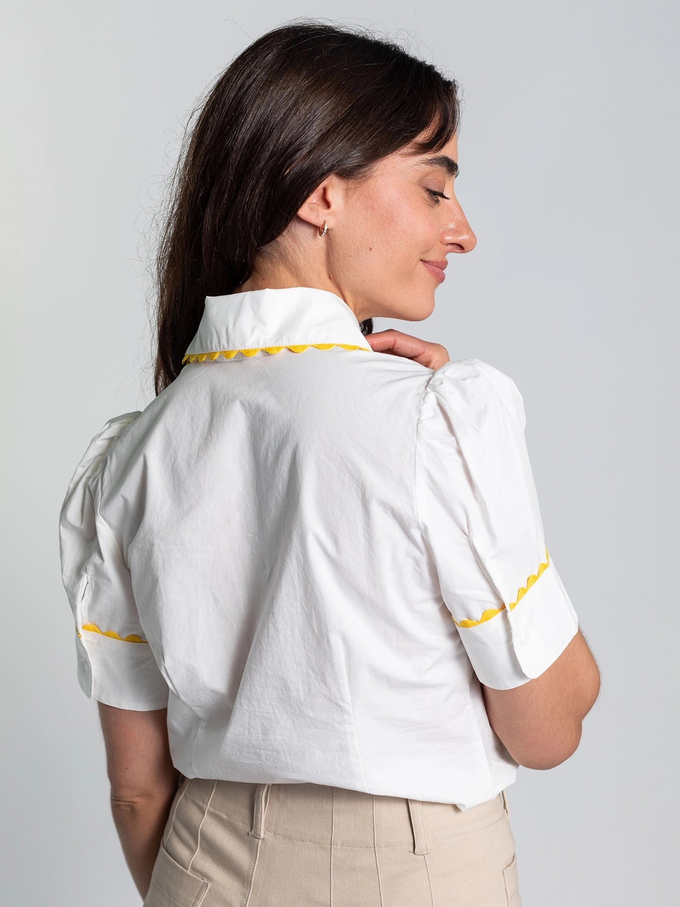 MANDY blouse White and Yellow - Lesley Evers - mandy solid - Shop - Shop/All Products