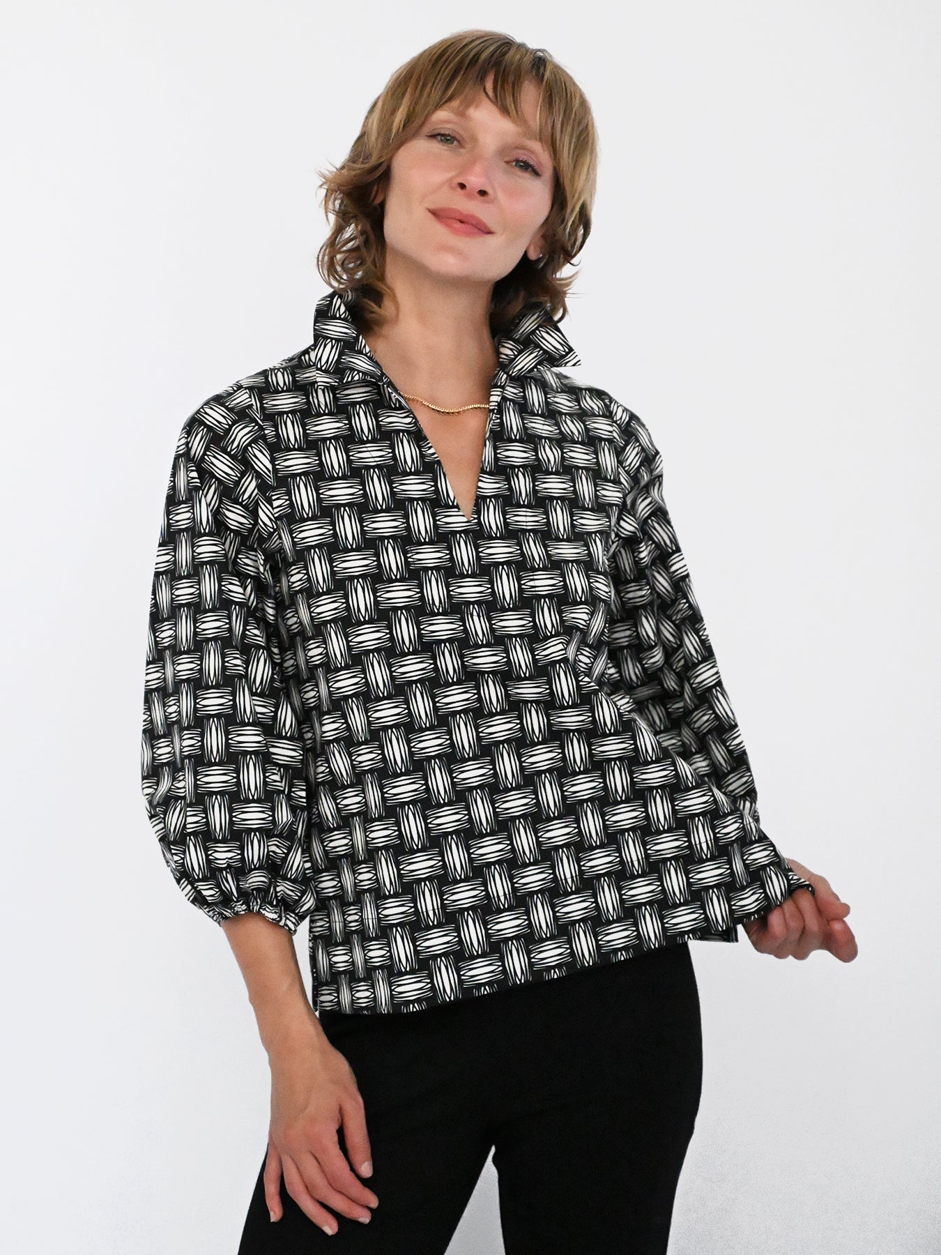 MAREN blouse Basketweave - Lesley Evers-Best Seller-Bottoms-erika