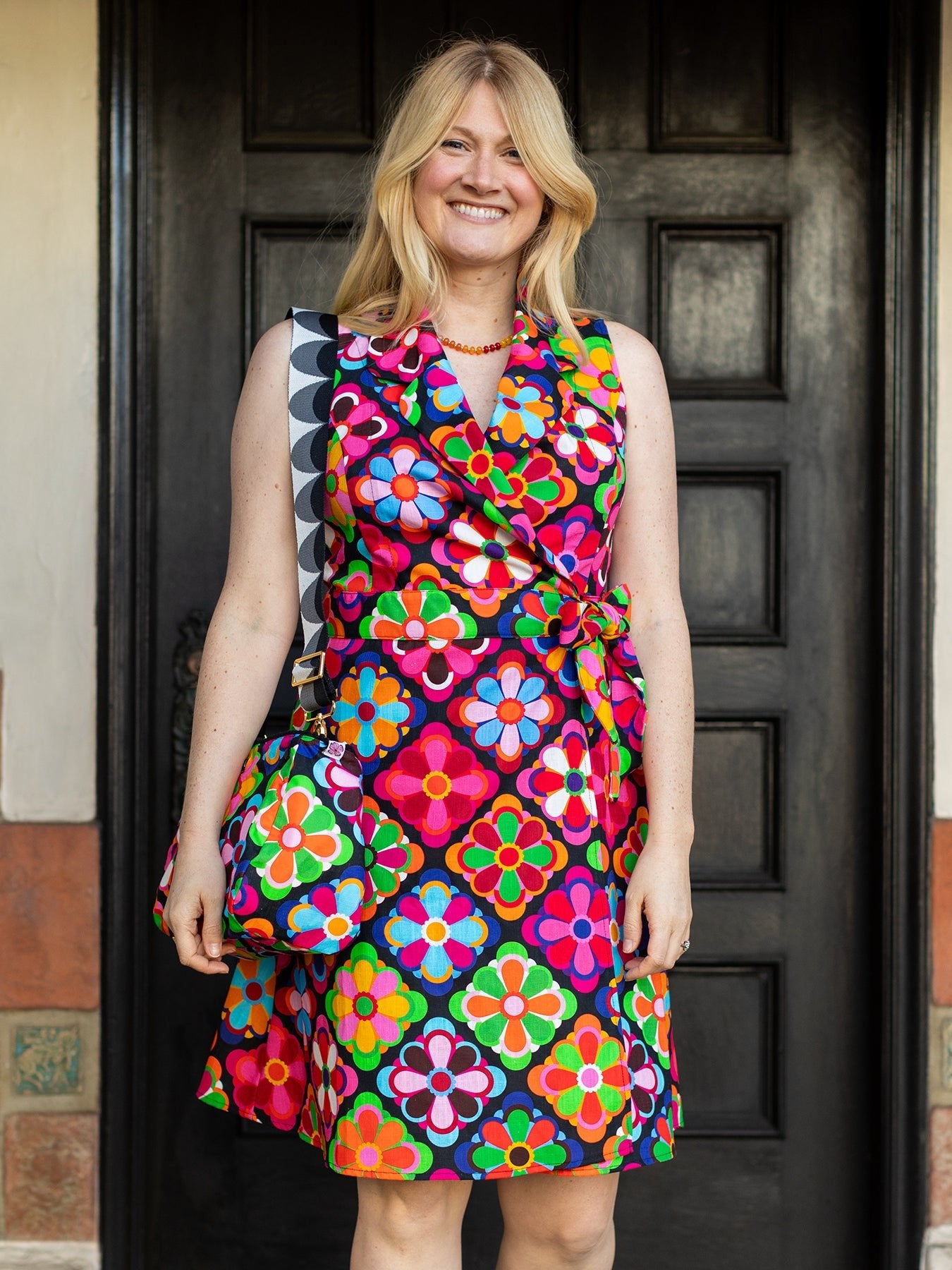 MARGARET wrap dress Jubilee Multi - Lesley Evers - Best Seller - Blue - cotton dress