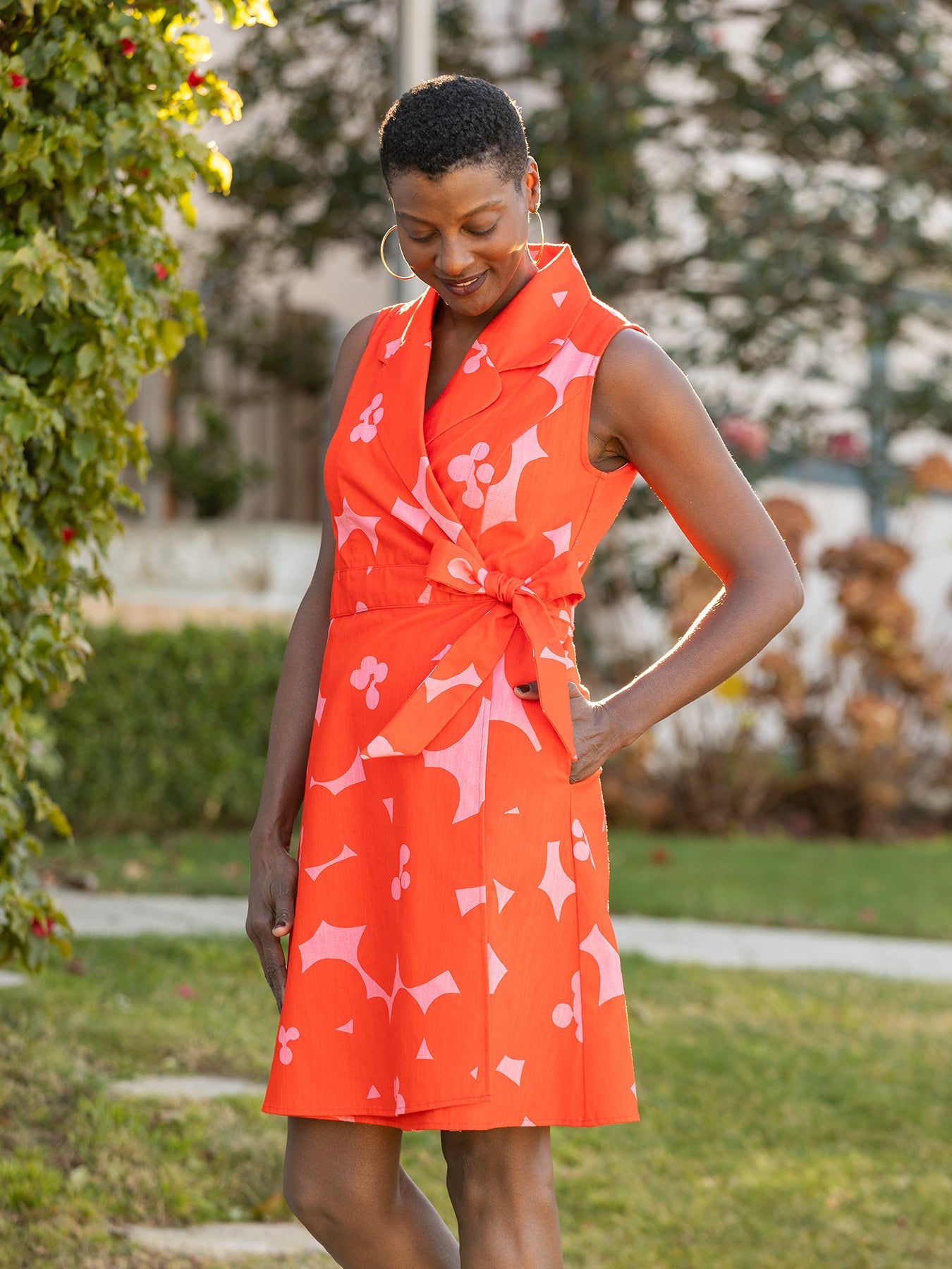 MARGARET wrap dress Jumbo Blooms Pink - Lesley Evers - Best Seller - Blue - cotton dress