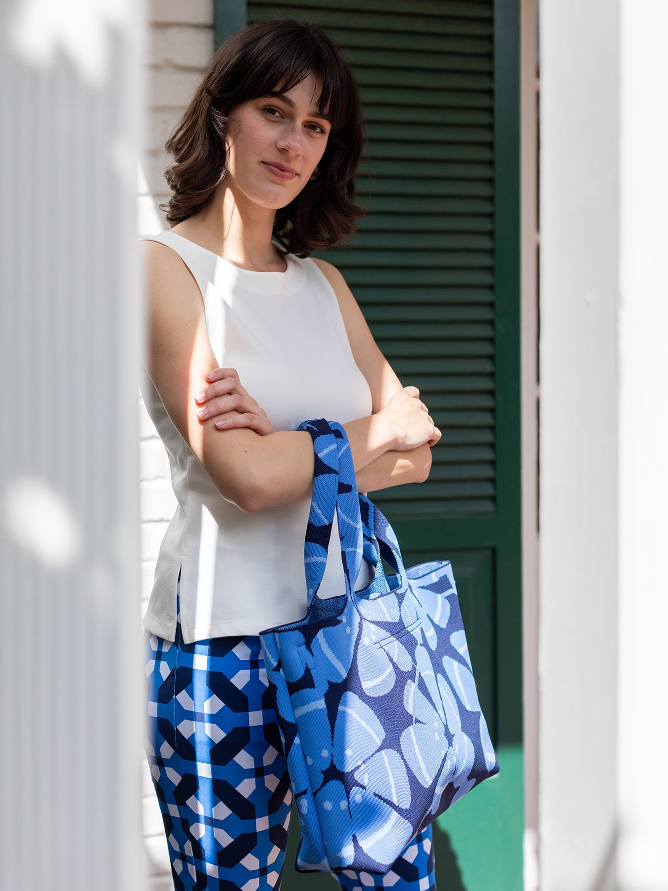 MARGO tote Circle Flower Blue - Lesley Evers - Accessories - Giftable - Gifts