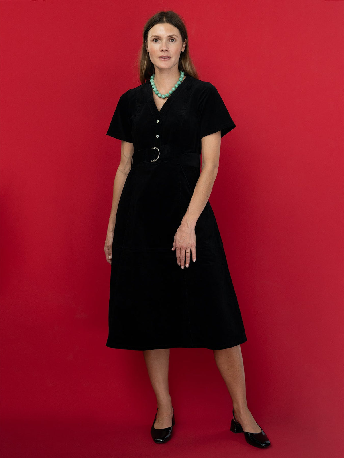 MAXINE dress Black Corduroy - Lesley Evers-Dress-Shop-Shop/All Products