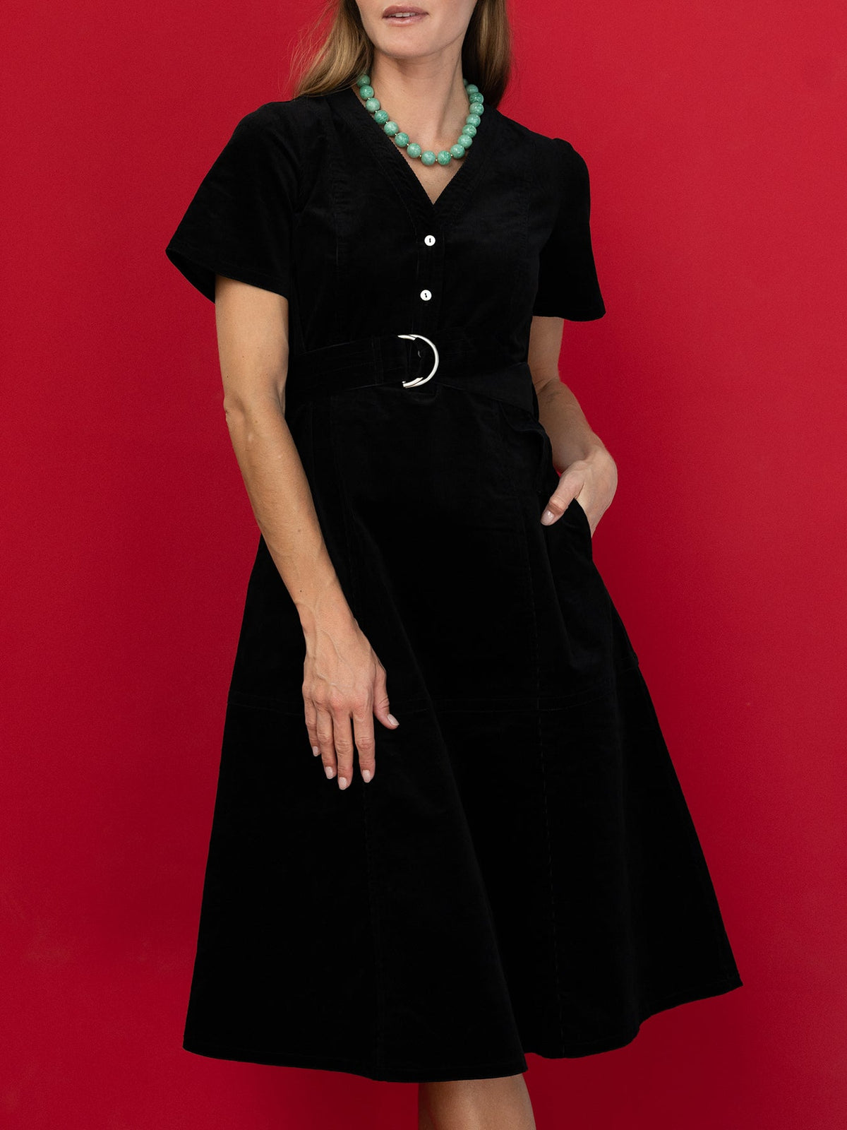 MAXINE dress Black Corduroy - Lesley Evers-Dress-Shop-Shop/All Products