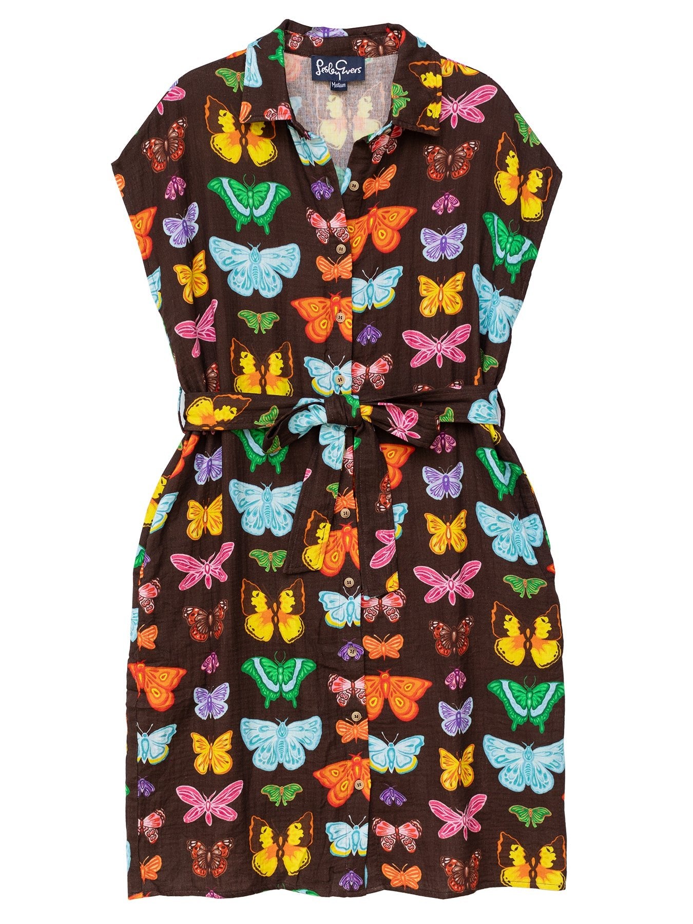 MELINDA dress Butterflies and Moths Brown - Lesley Evers - Best Seller - Shop - Shop/All Products