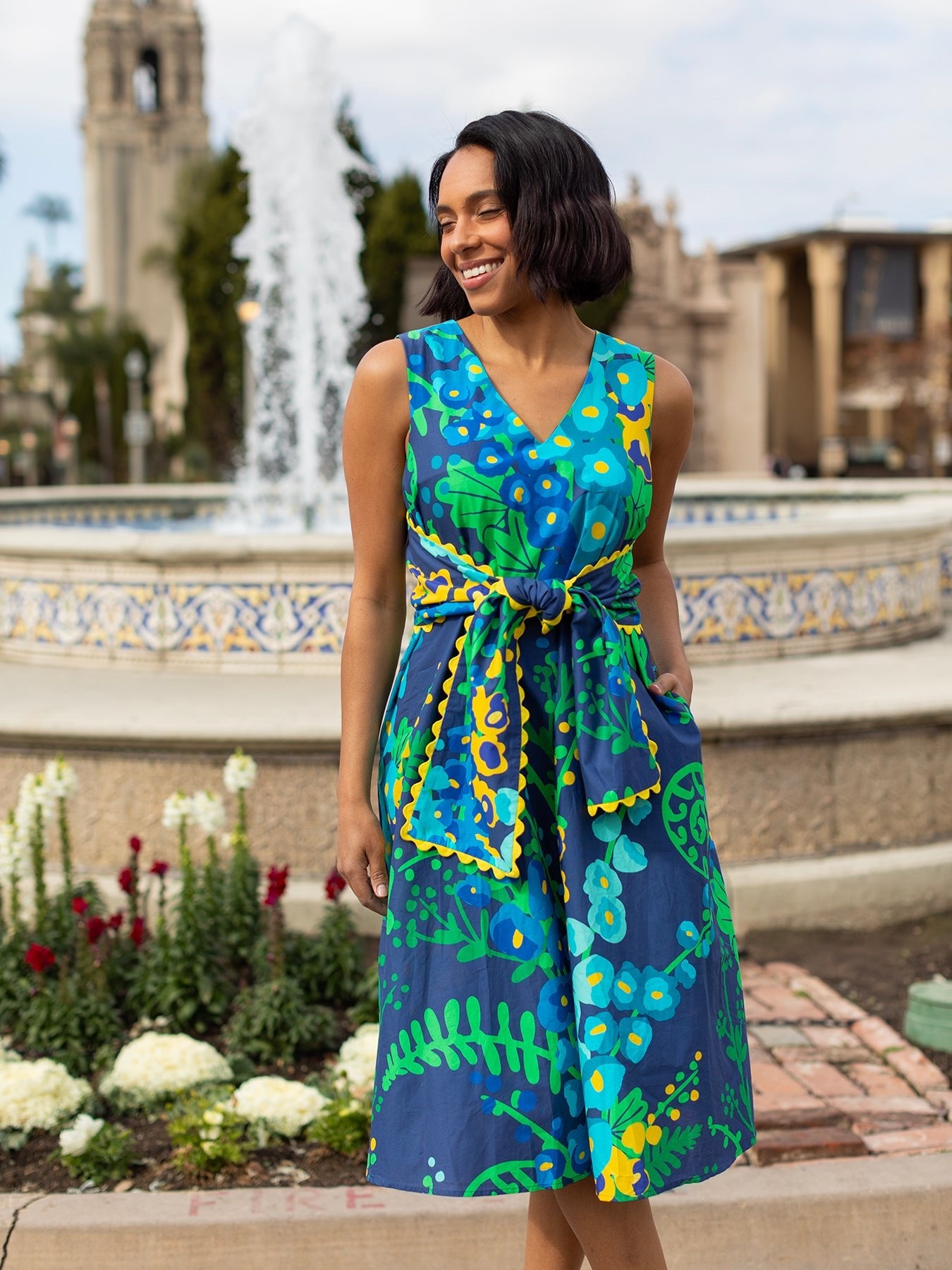 MEREDITH dress Hollyhock Blue - Lesley Evers - cotton dress - Dress - Printed Dress