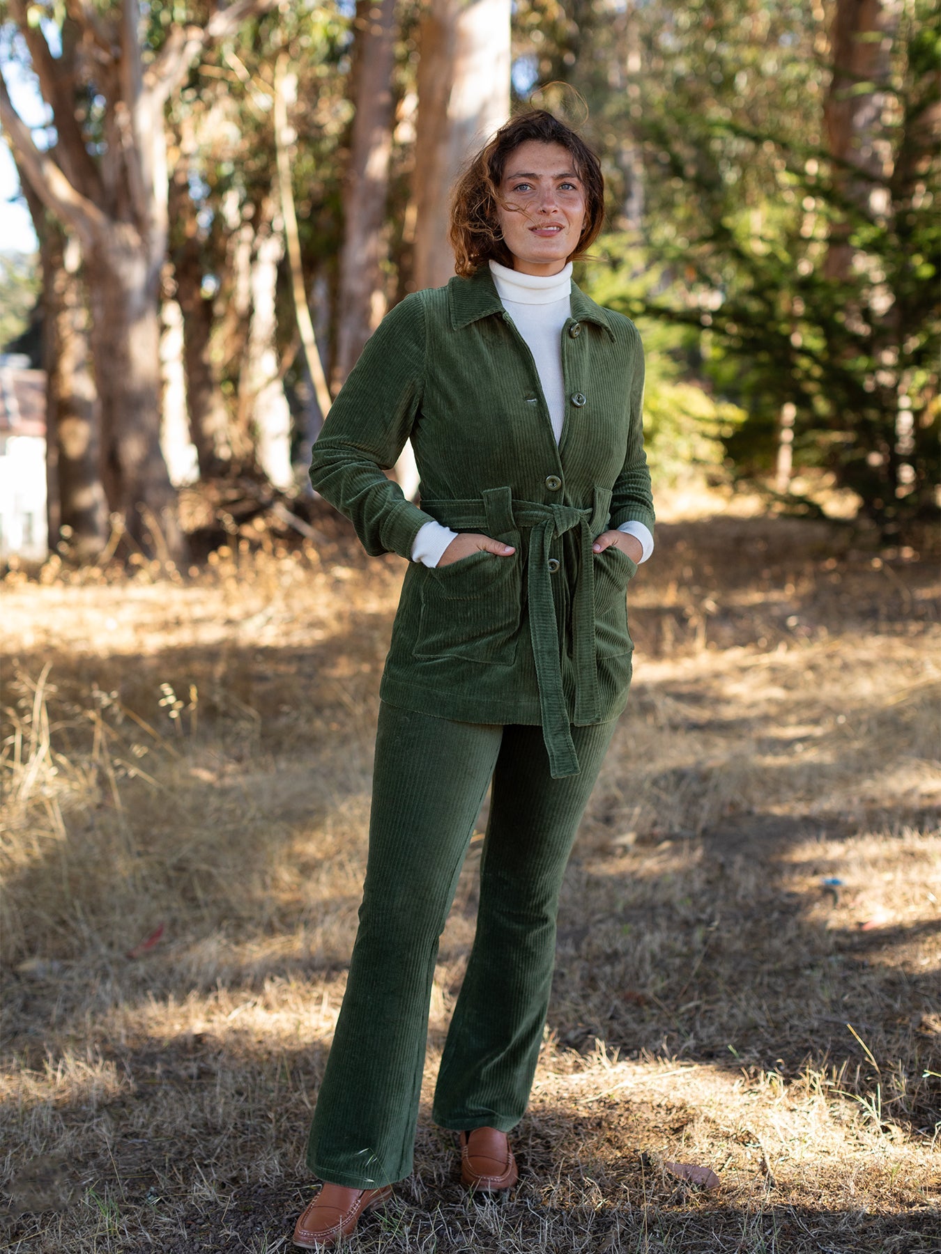 MICHELLE pant Olive Corduroy - Lesley Evers - corduroy - pant - Pants