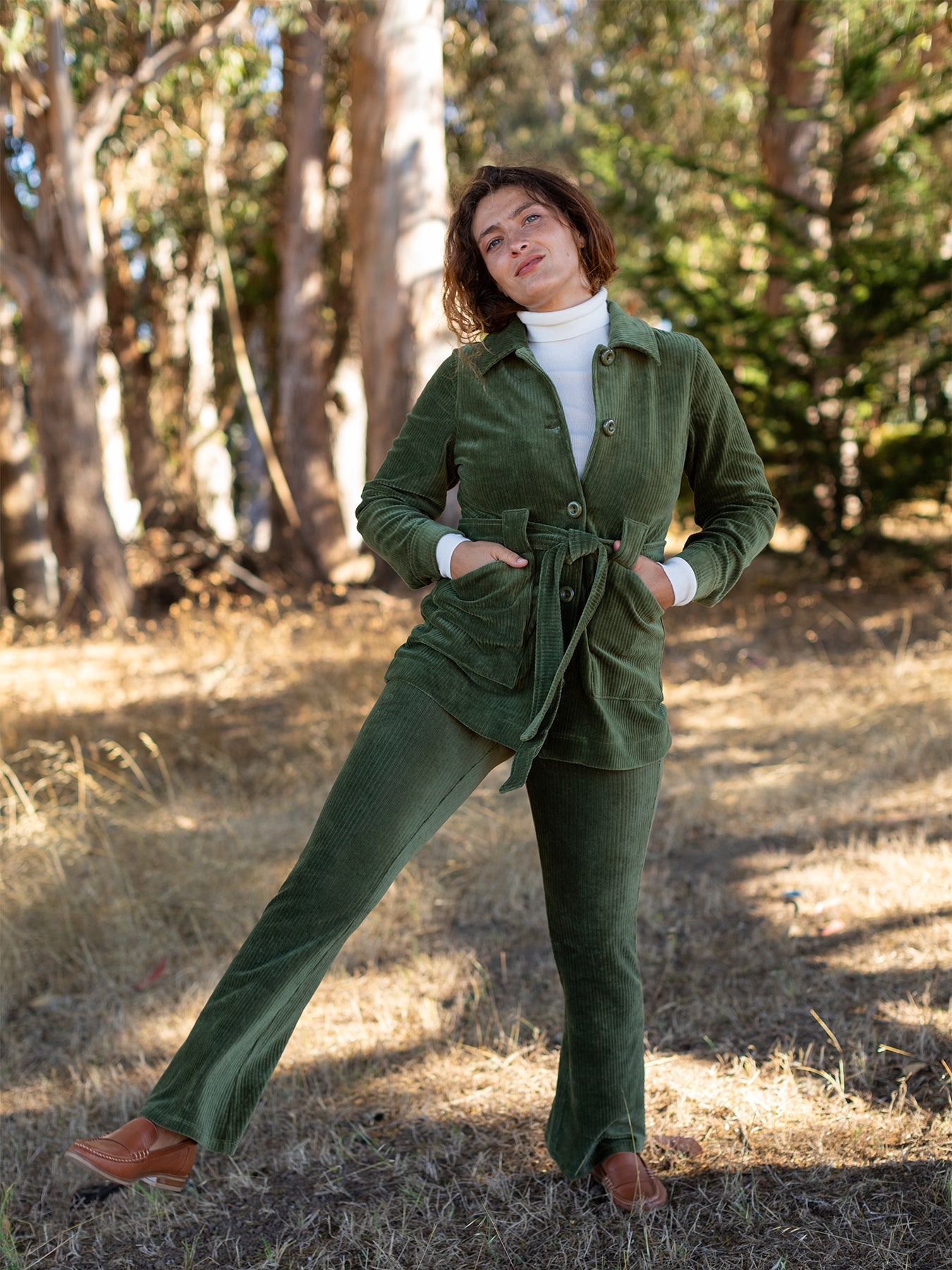 MICHELLE pant Olive Corduroy - Lesley Evers - corduroy - pant - Pants