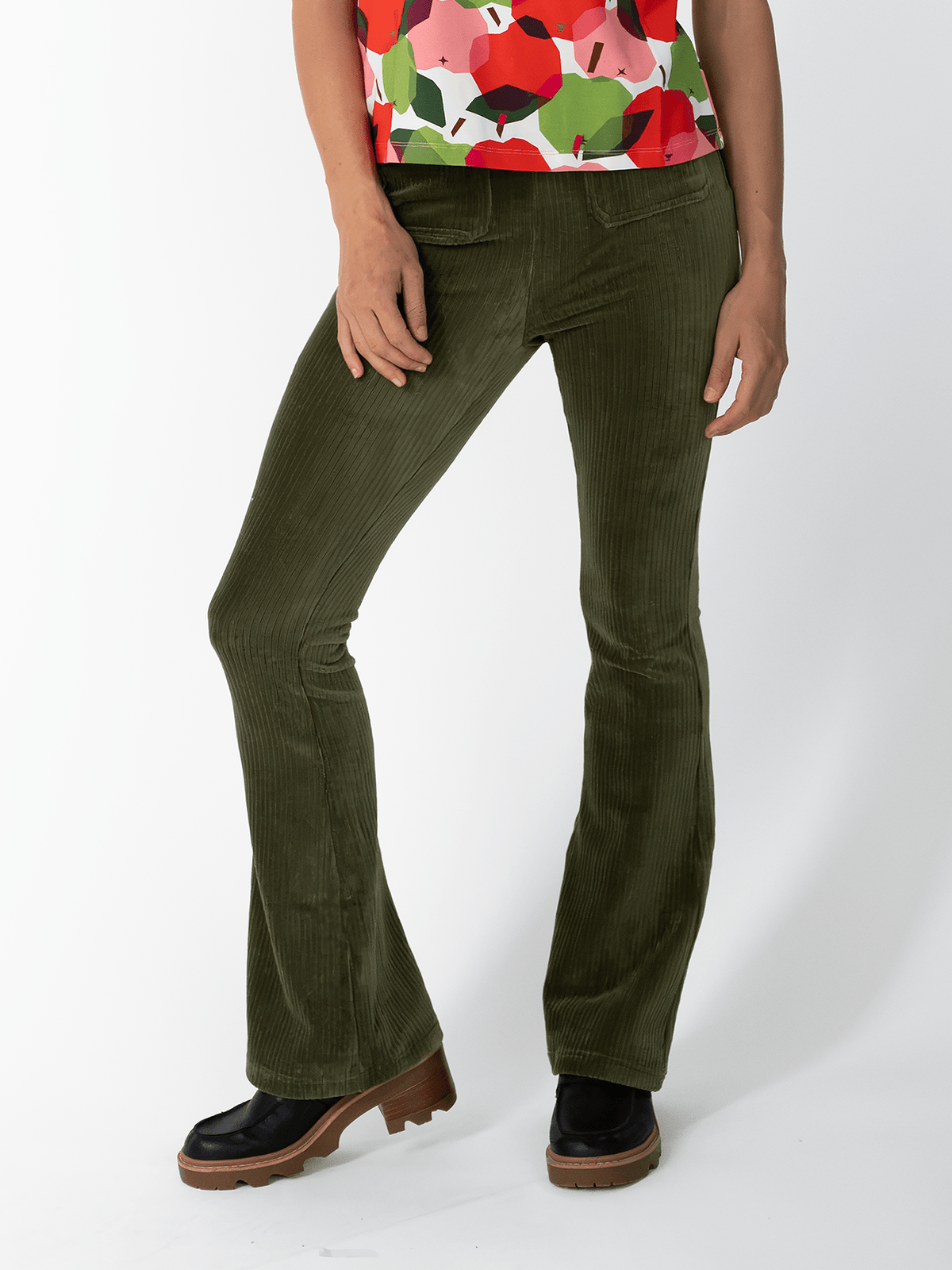 MICHELLE pant Olive Corduroy - Lesley Evers-corduroy-pant-Pants