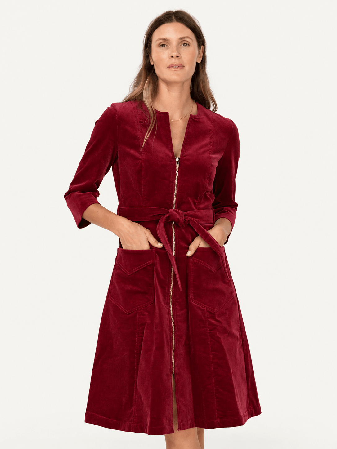 MILLICENT dress Burgundy Corduroy - Lesley Evers-Best Seller-denim-Dress