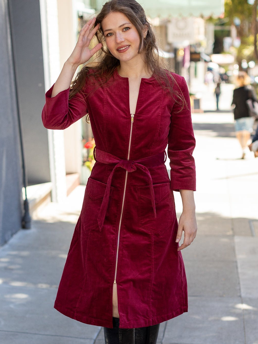 MILLICENT dress Burgundy Corduroy - Lesley Evers - Best Seller - denim - Dress