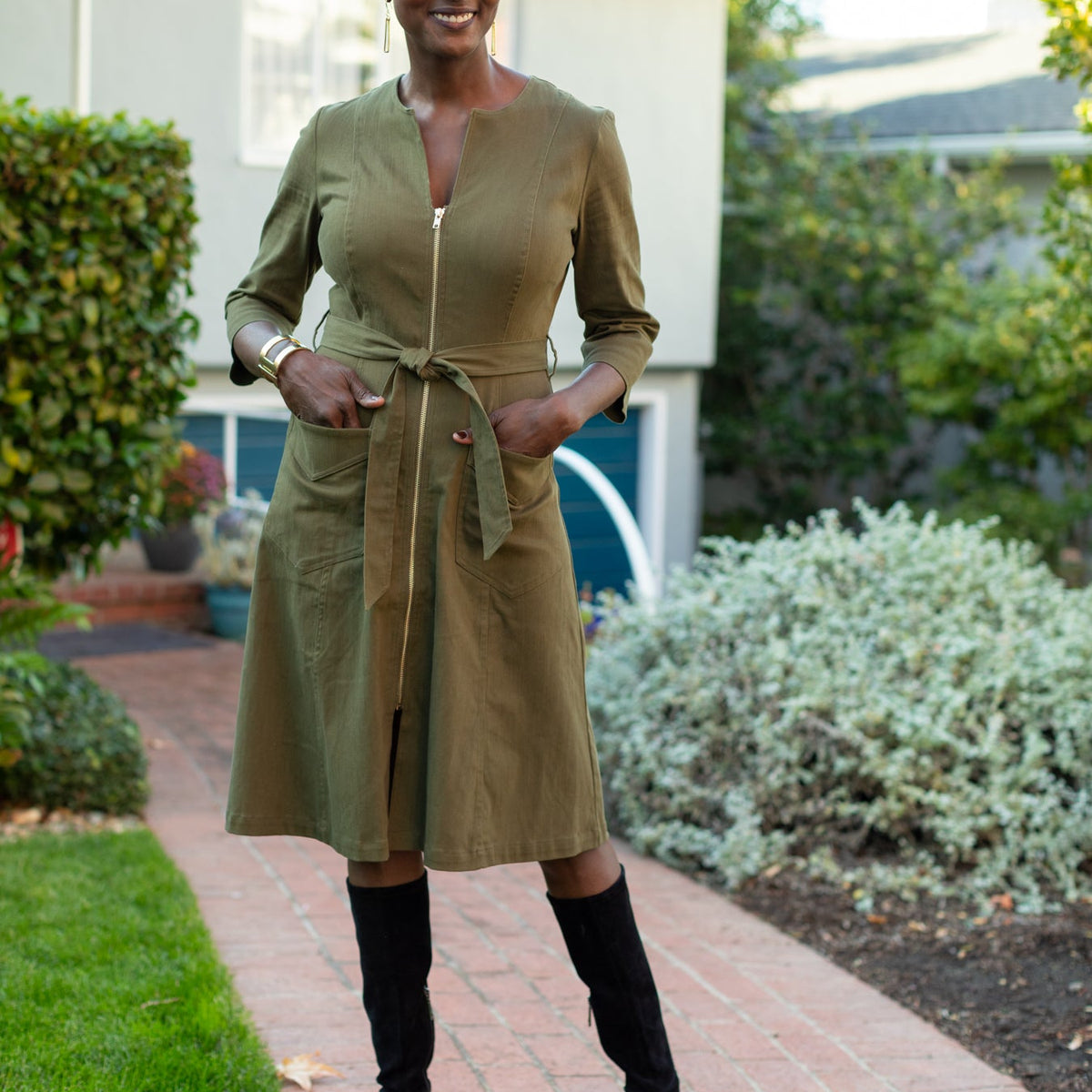 red prom dresses 2025 MILLICENT dress Olive Twill – Lesley Evers