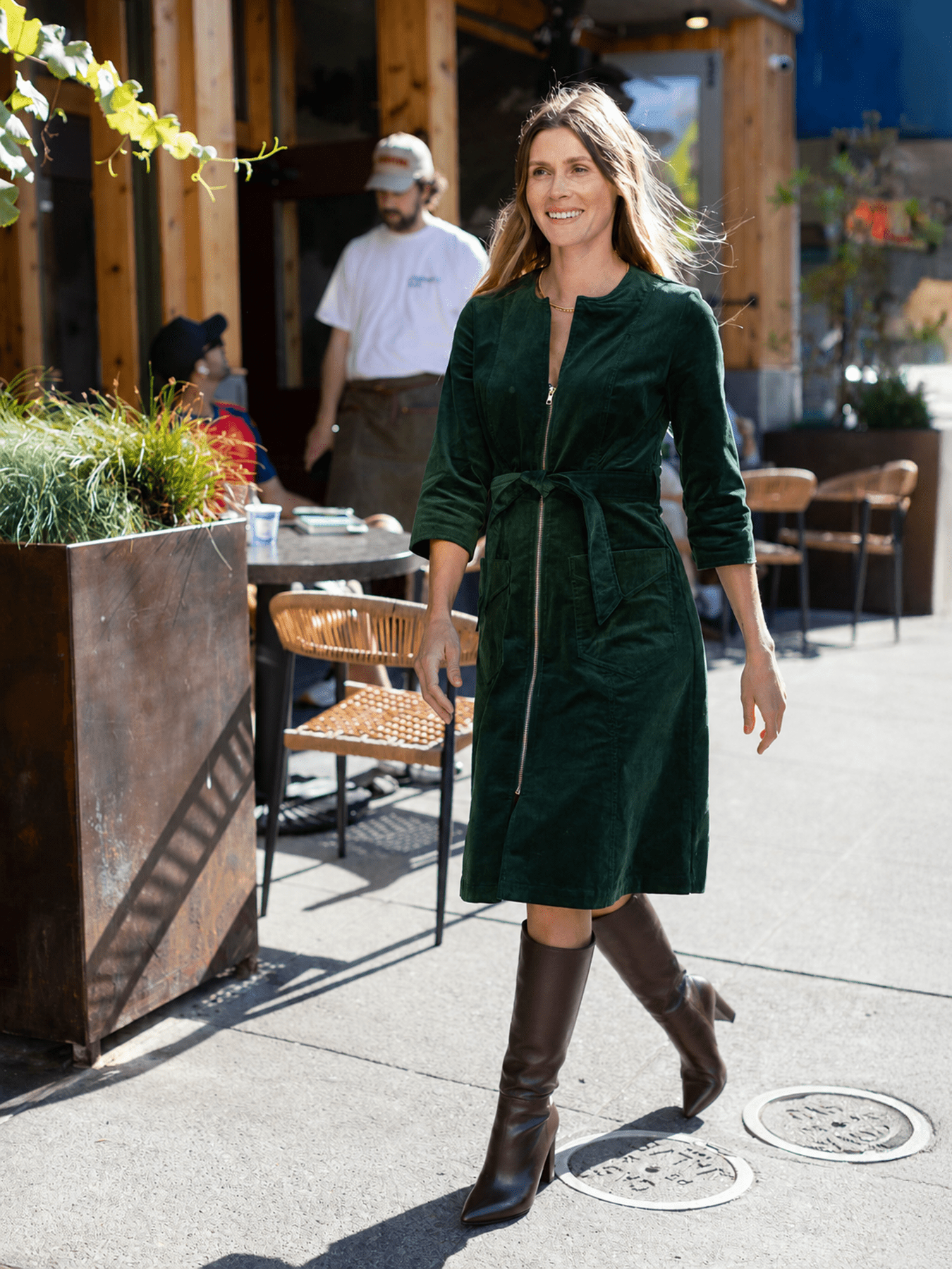 MILLICENT dress Pine Corduroy - Lesley Evers-Best Seller-denim-Dress