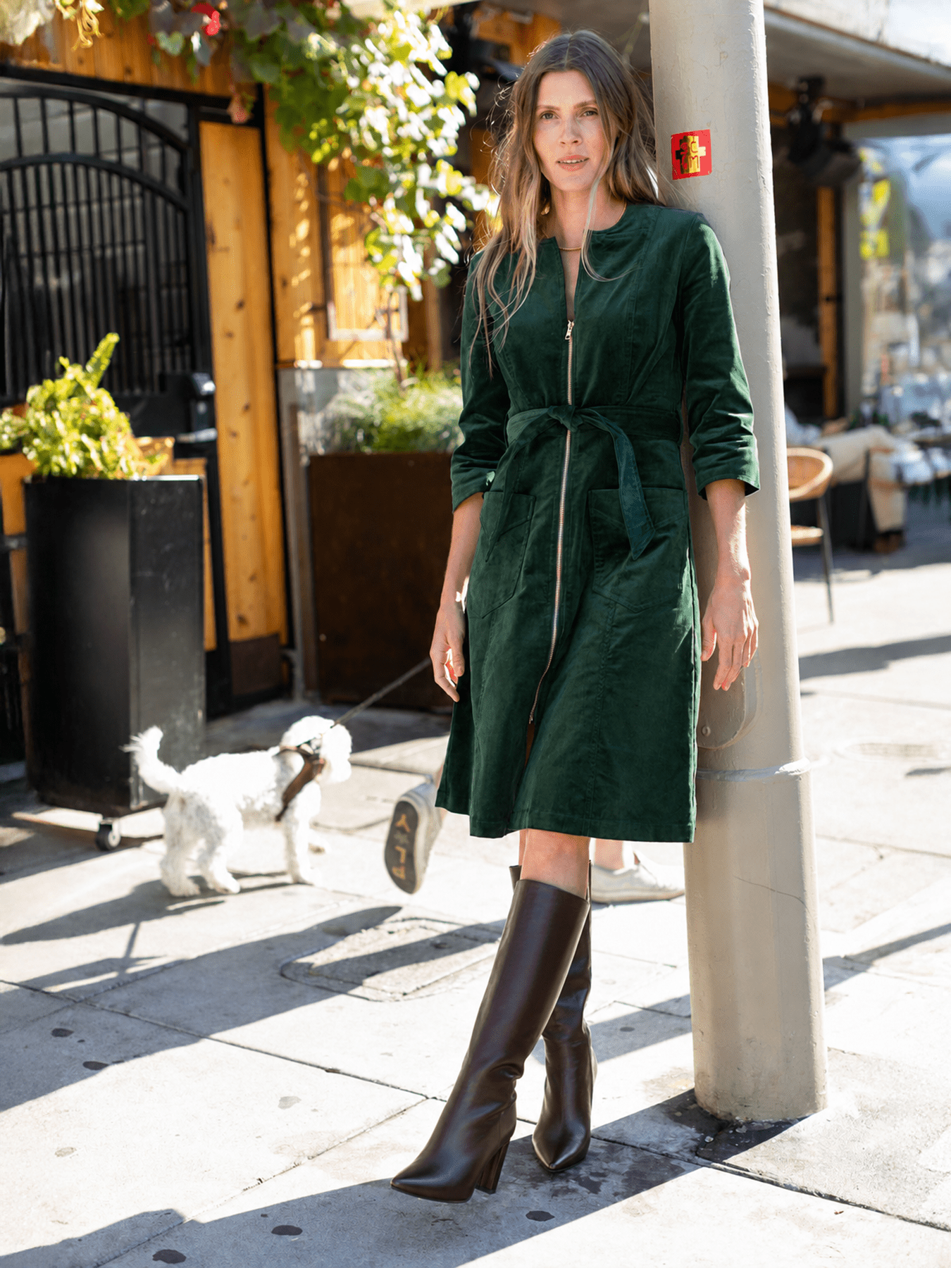 MILLICENT dress Pine Corduroy - Lesley Evers-Best Seller-denim-Dress