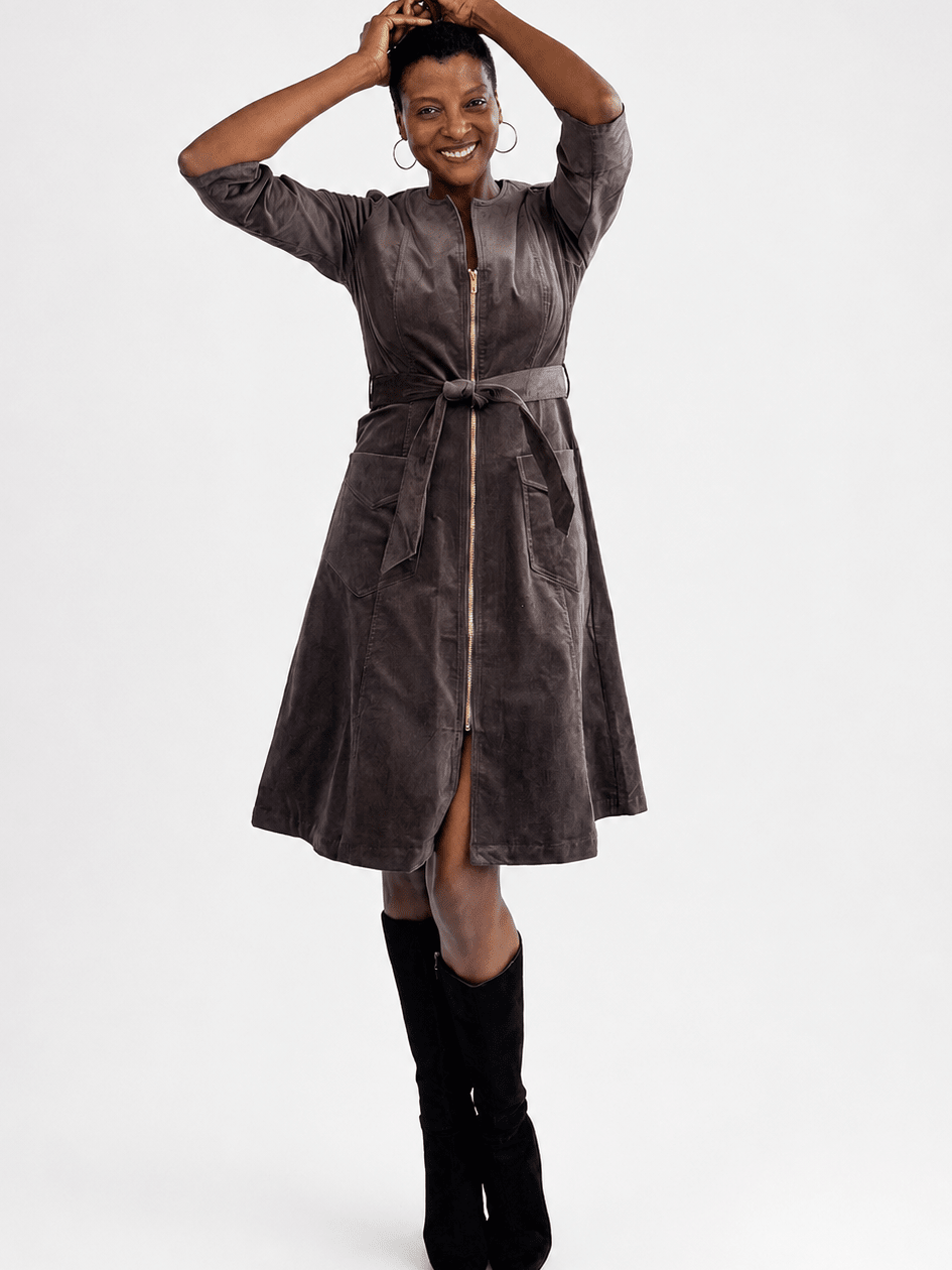 MILLICENT dress Slate Corduroy - Lesley Evers-Best Seller-denim-Dress