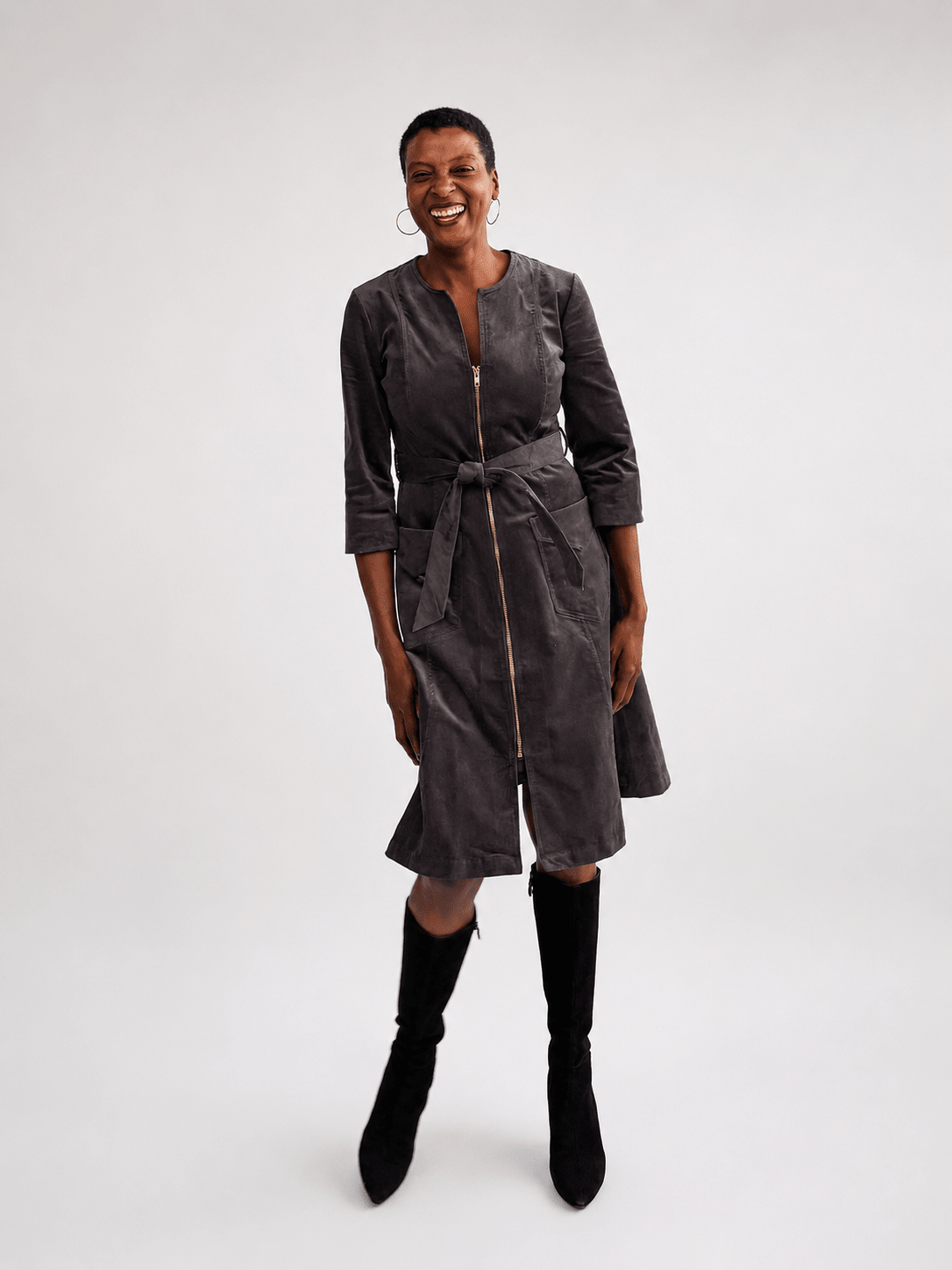MILLICENT dress Slate Corduroy - Lesley Evers-Best Seller-denim-Dress