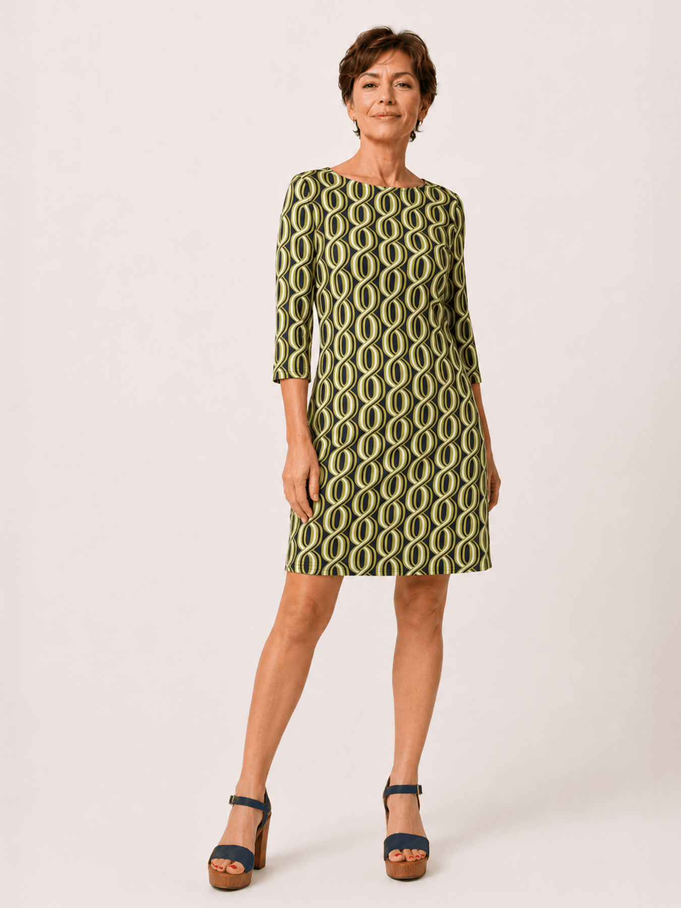 MINDY dress Helix Navy - Lesley Evers-boat neck-boatneck-Pink