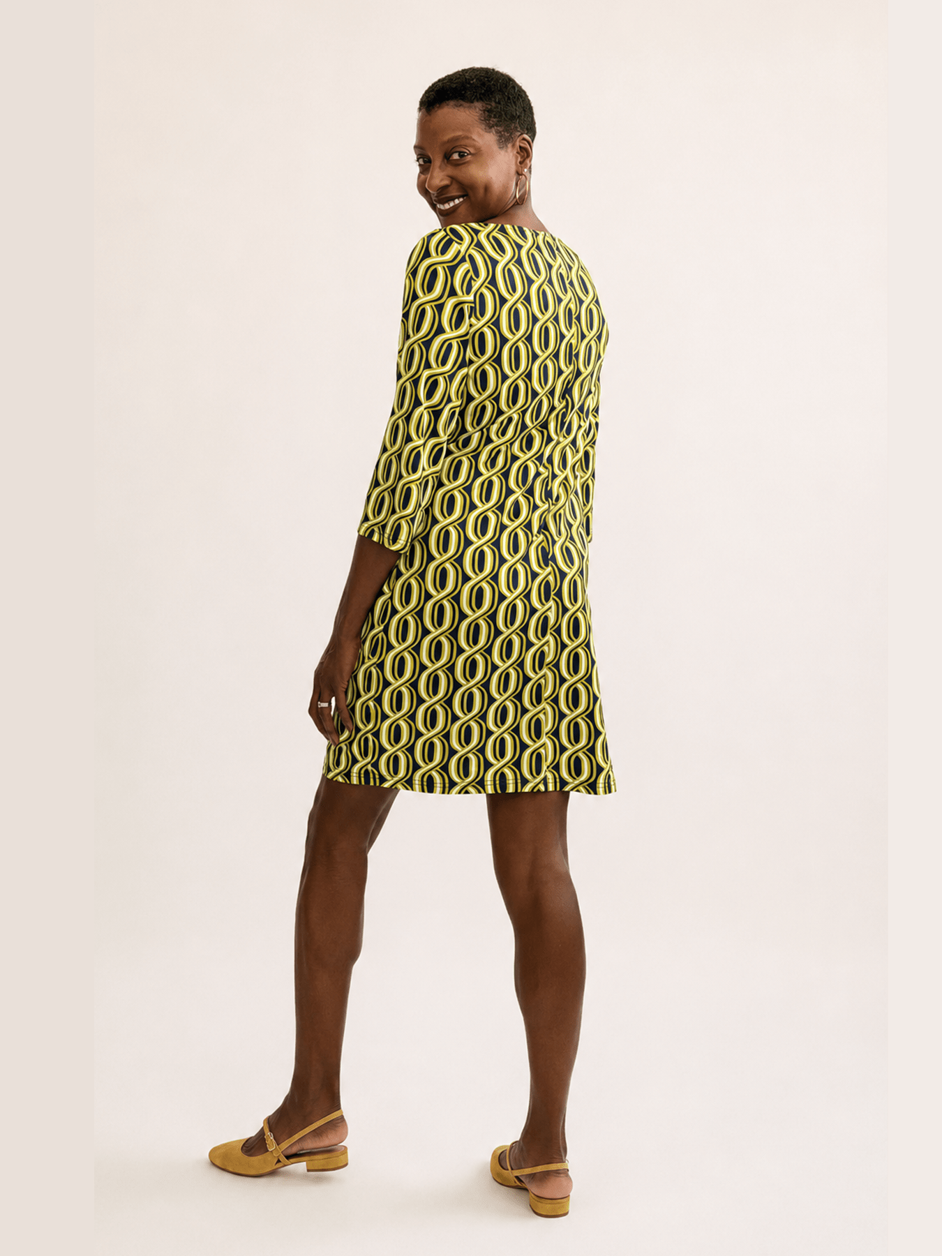 MINDY dress Helix Navy - Lesley Evers-boat neck-boatneck-Pink