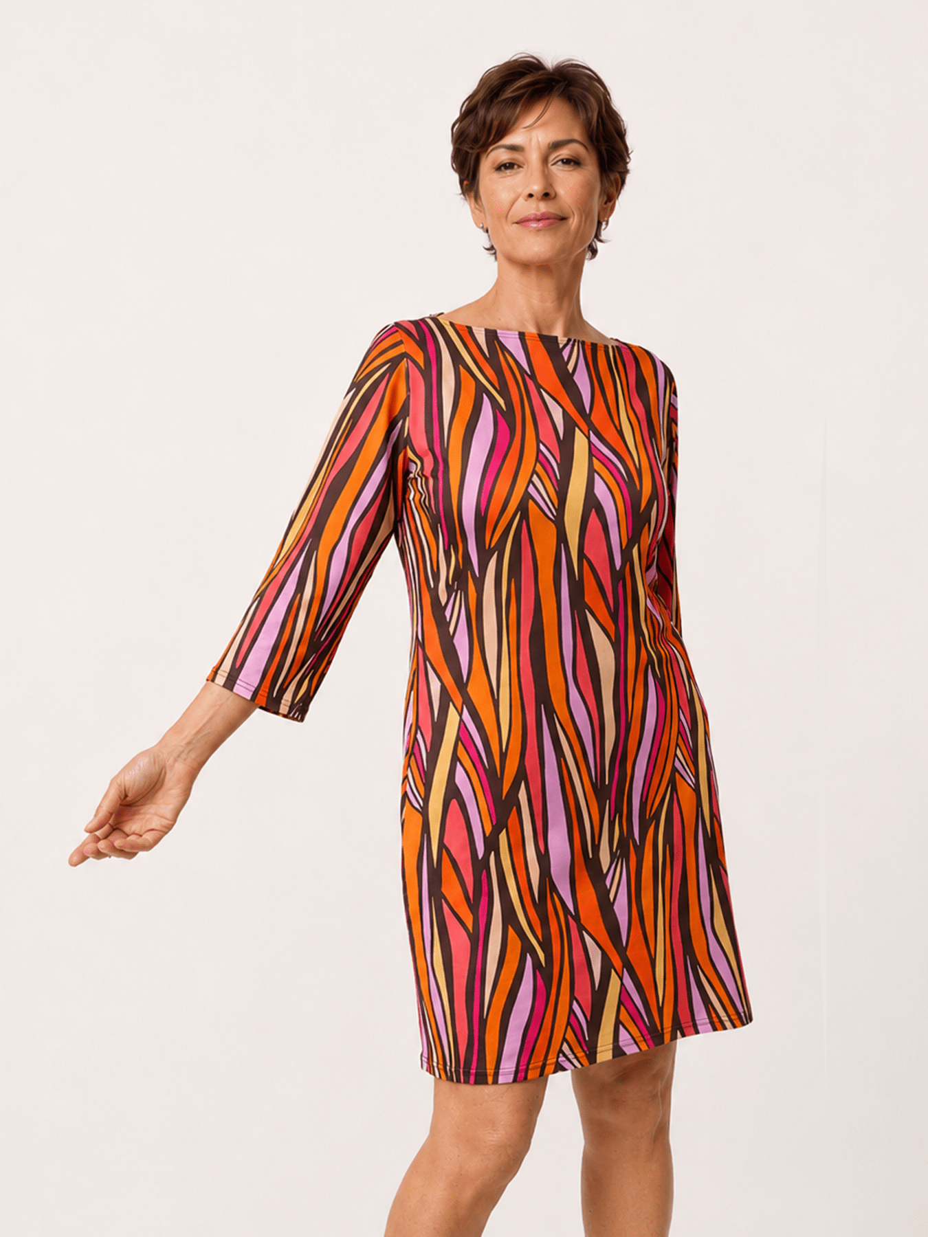 MINDY dress Seagrass Pink - Lesley Evers-boat neck-boatneck-Pink