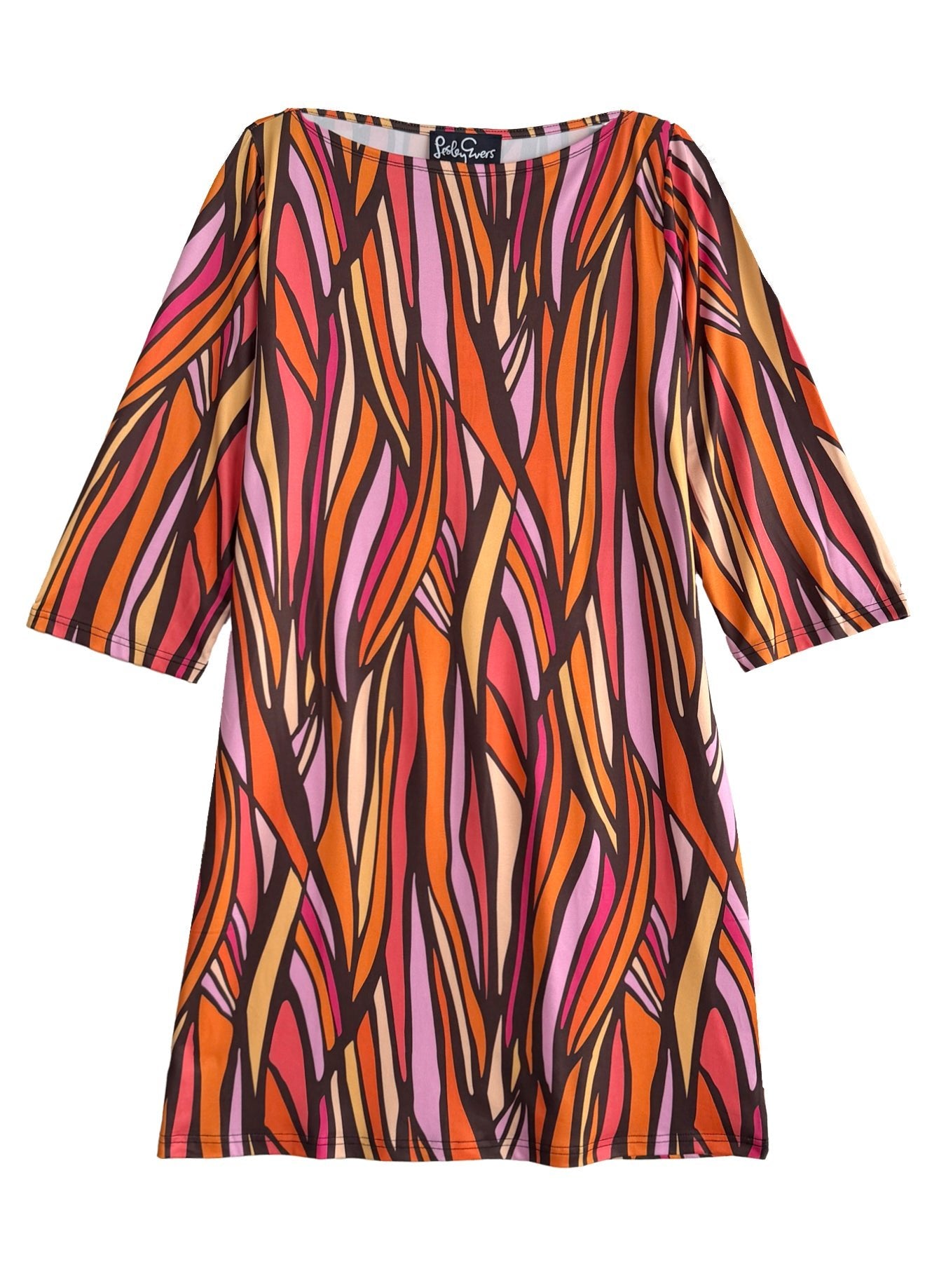 MINDY dress Seagrass Pink - Lesley Evers-boat neck-boatneck-Pink