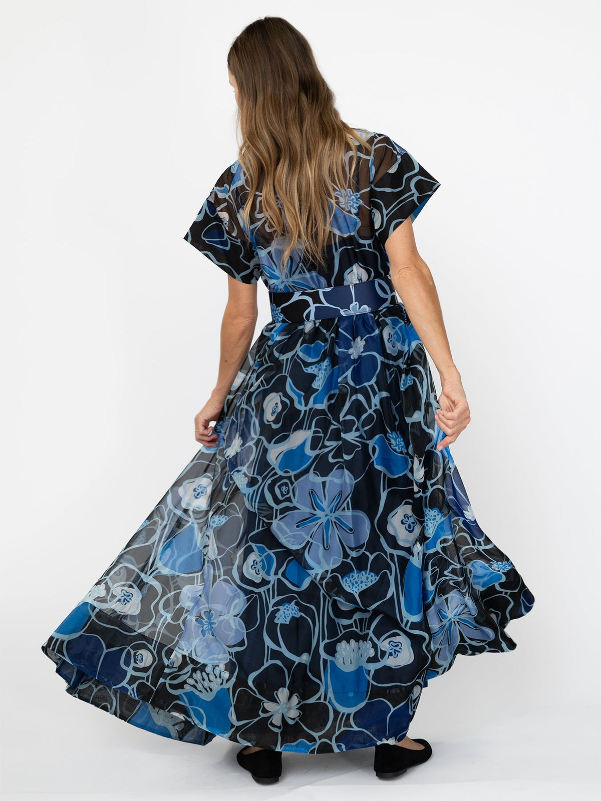 MIRABELLE dress Full Bloom Blue - Lesley Evers-cotton dress-Dress-gown