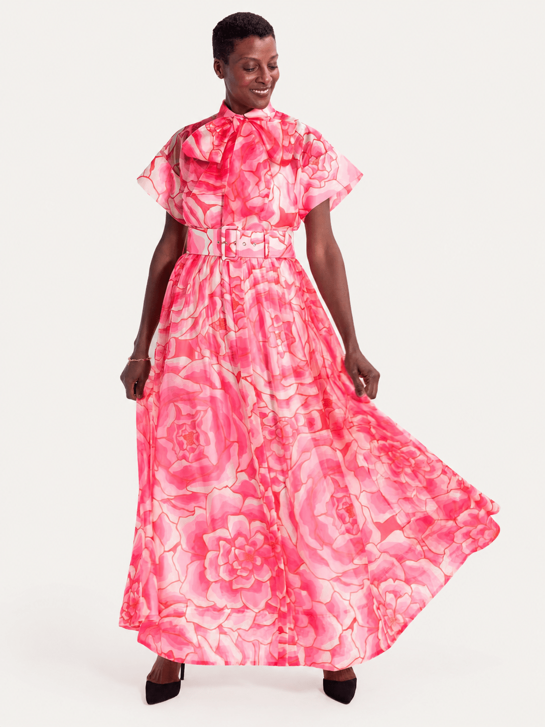 MIRABELLE dress Peonies Pink - Lesley Evers-cotton dress-Dress-gown