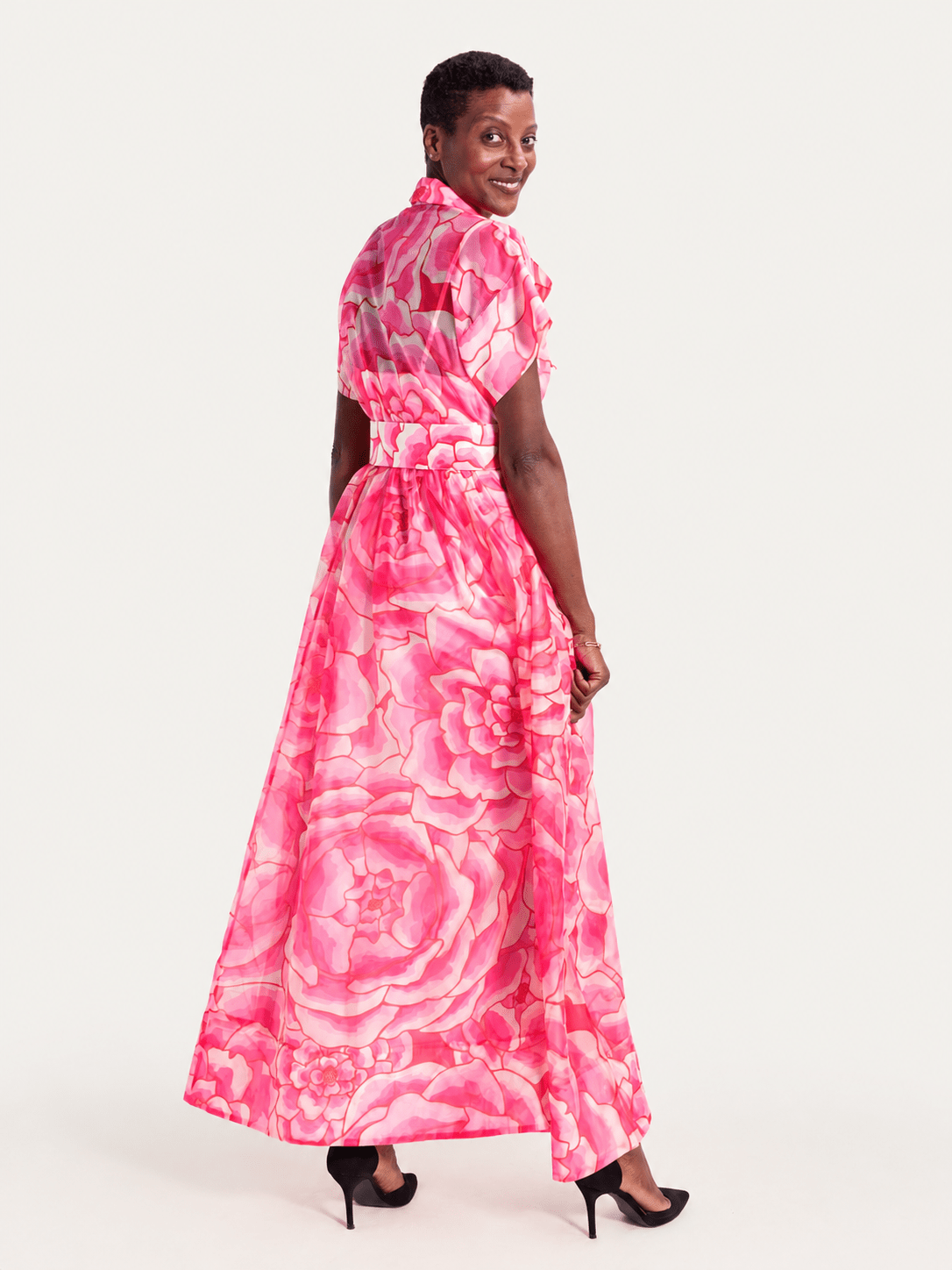 MIRABELLE dress Peonies Pink - Lesley Evers-cotton dress-Dress-gown