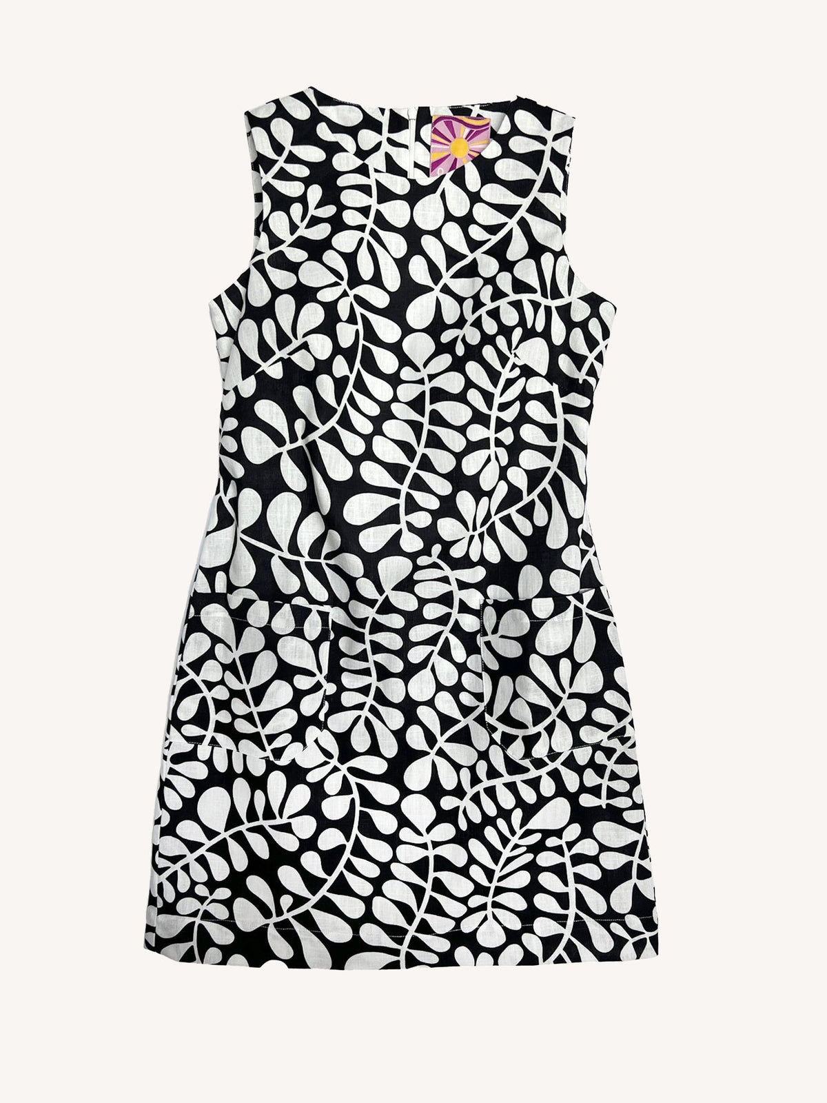 MOLLY dress Fern Black and White - Lesley Evers-black fern-cotton dress-Dress