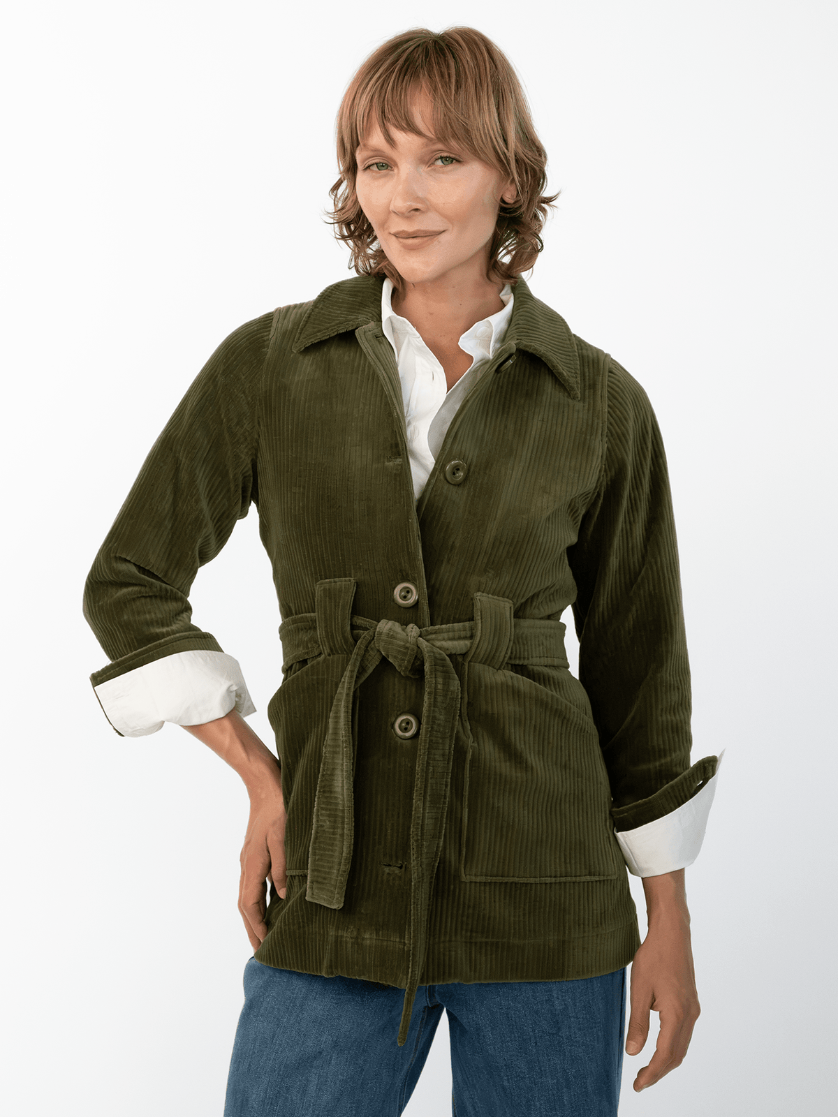 MORGAN jacket Olive Corduroy - Lesley Evers-blazer-cord suit-Jacket