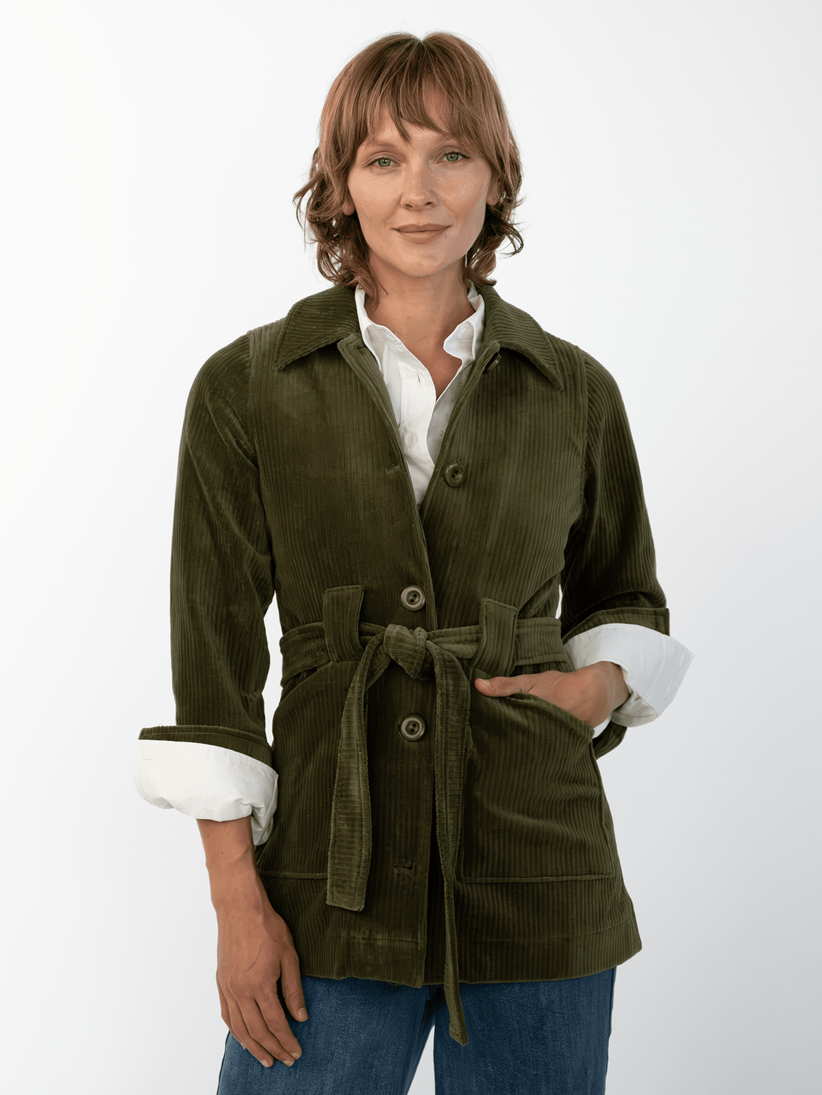 MORGAN jacket Olive Corduroy - Lesley Evers-blazer-cord suit-Jacket