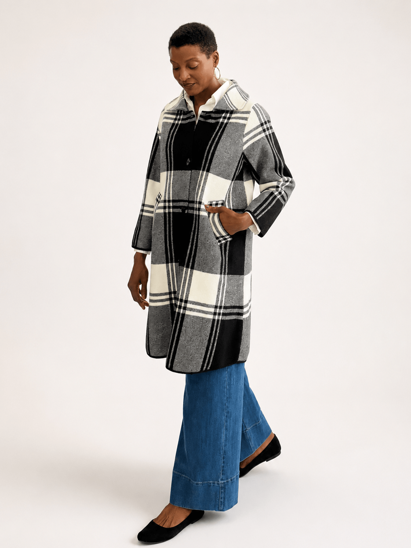 NATALIE coat Black and White Plaid - Lesley Evers-Best Seller-coat-outerwear