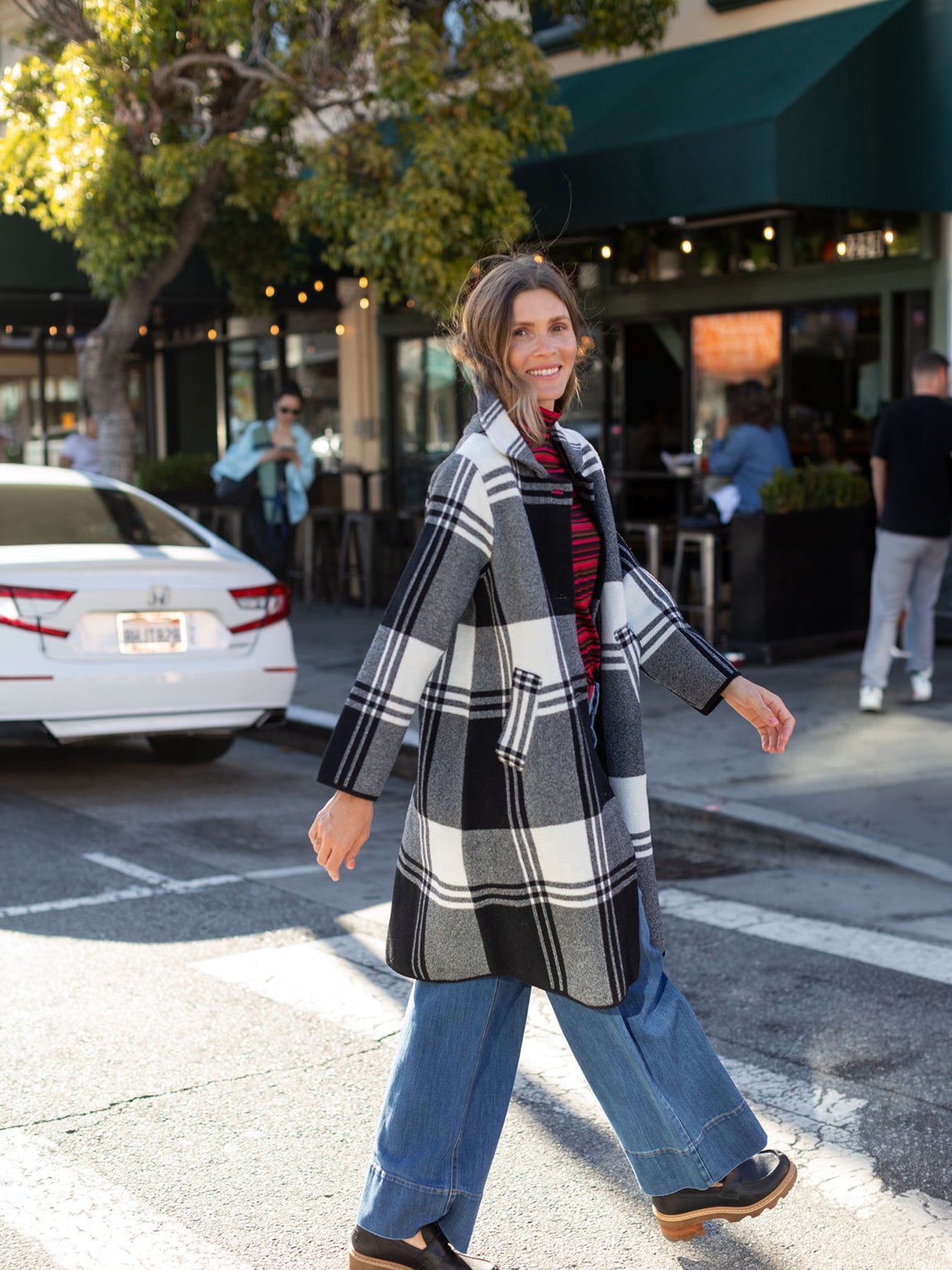 NATALIE coat Black and White Plaid - Lesley Evers-Best Seller-coat-outerwear