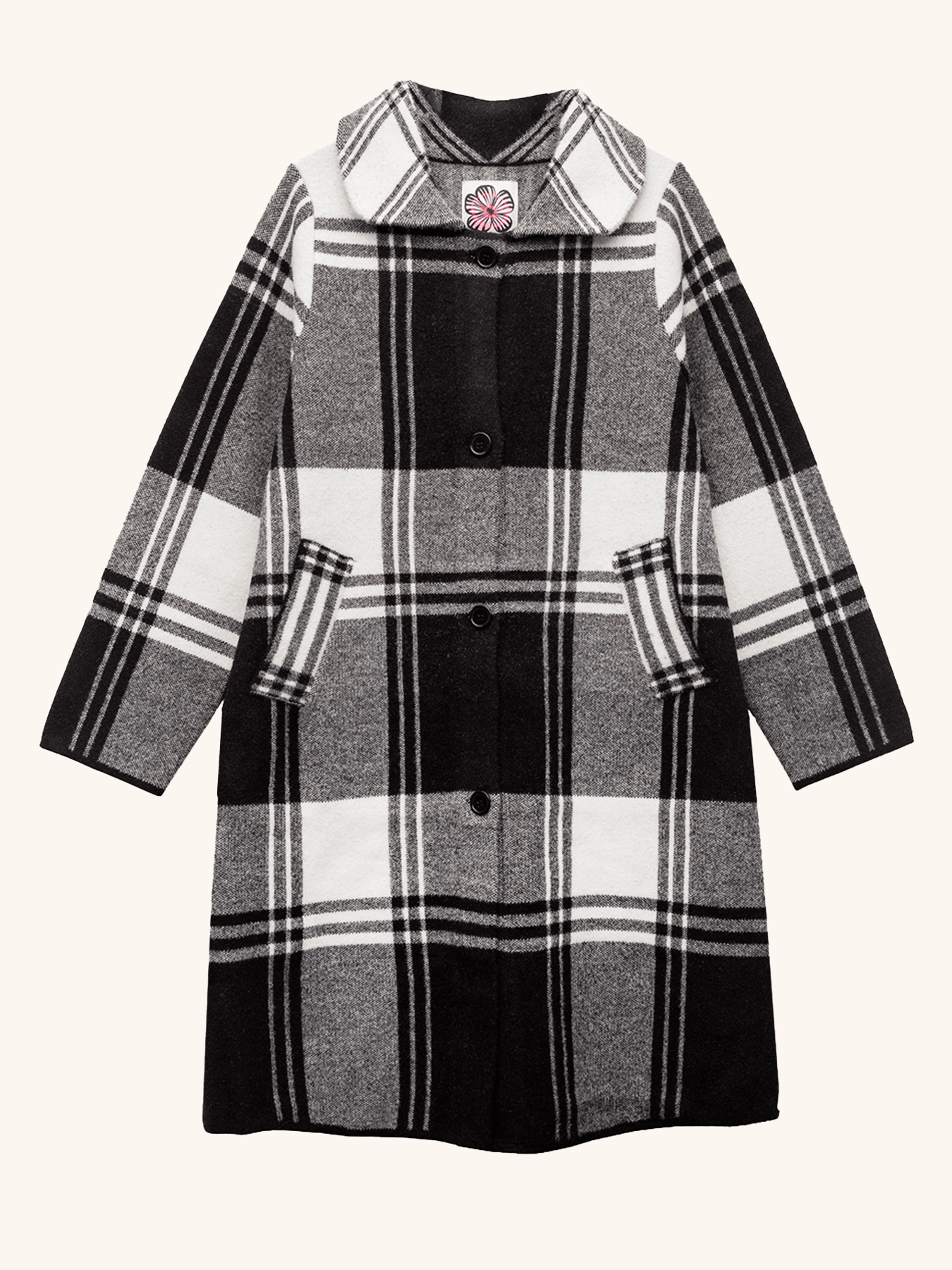 NATALIE coat Black and White Plaid - Lesley Evers-Best Seller-coat-outerwear