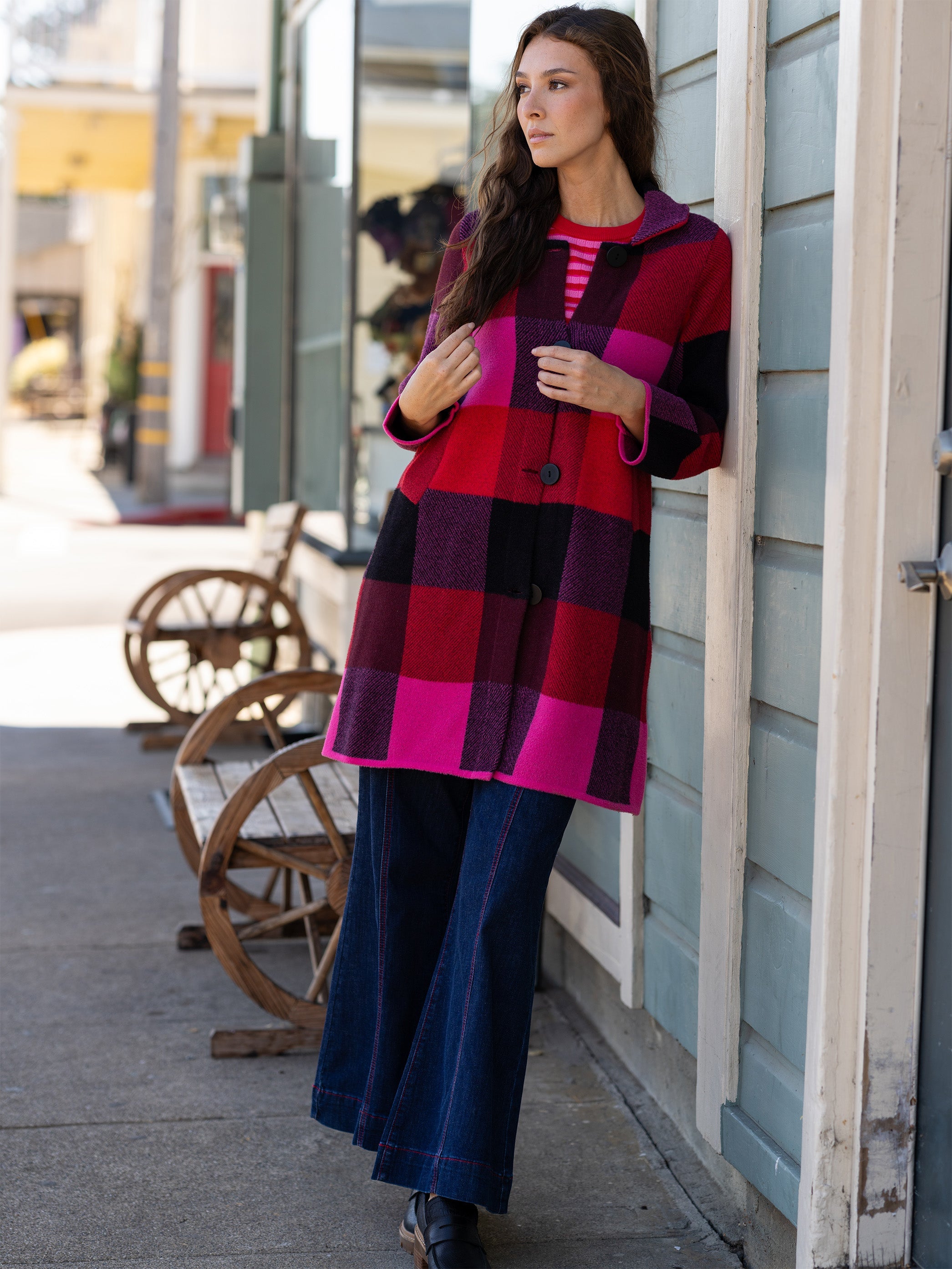 NATALIE coat Blackberry Plaid - Lesley Evers - Best Seller - coat - outerwear