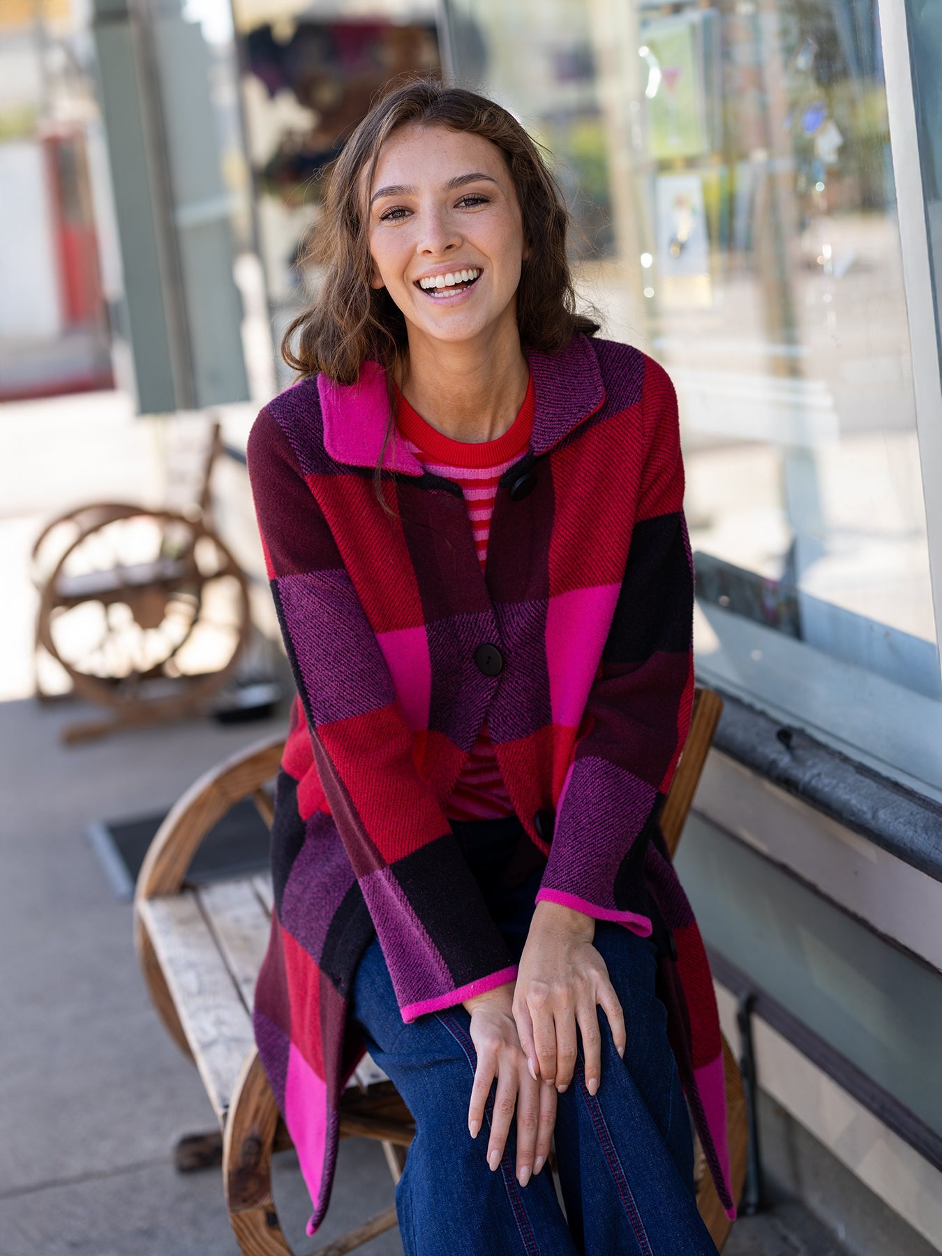 NATALIE coat Blackberry Plaid - Lesley Evers - Best Seller - coat - outerwear