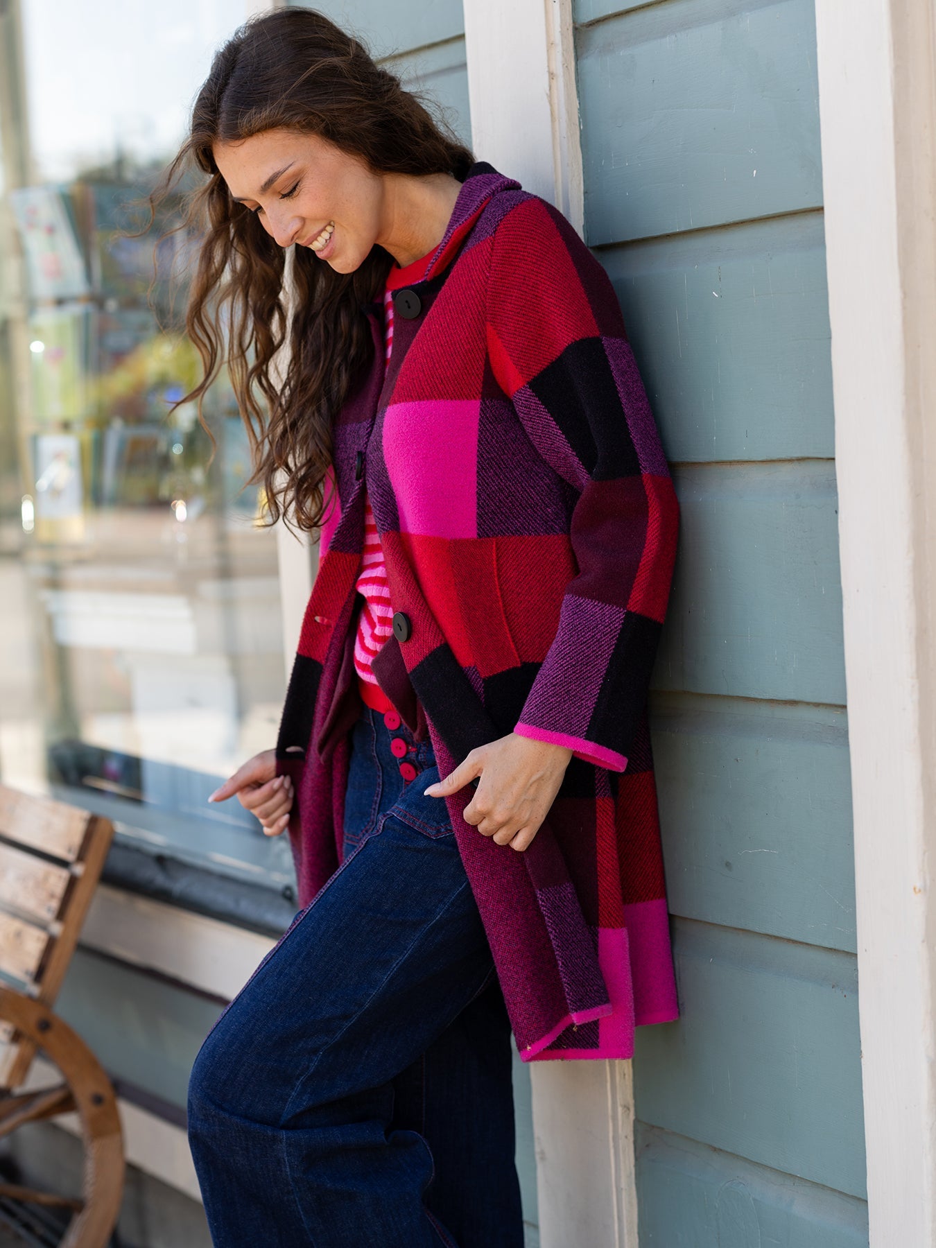 NATALIE coat Blackberry Plaid - Lesley Evers - Best Seller - coat - outerwear