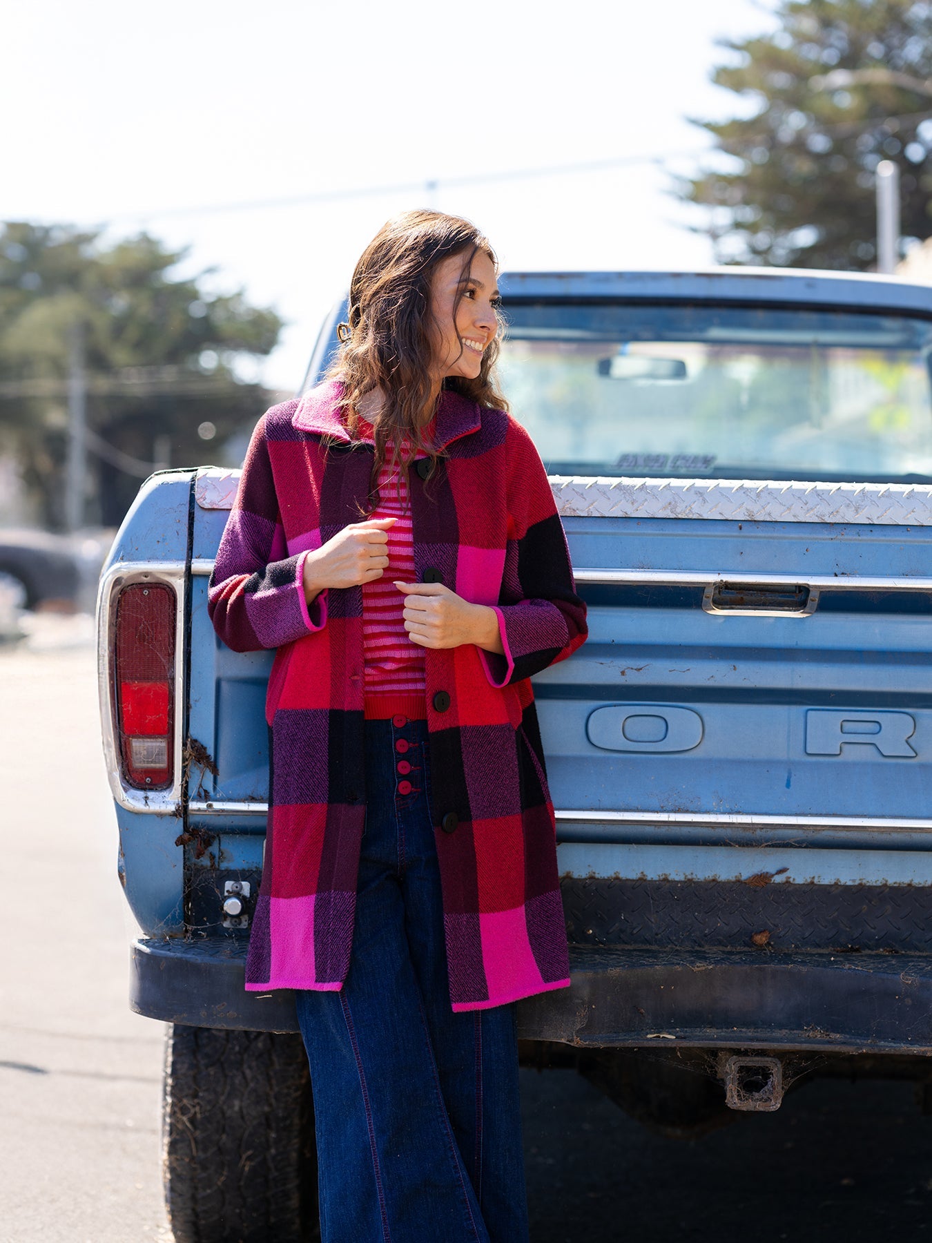 NATALIE coat Blackberry Plaid - Lesley Evers - Best Seller - coat - outerwear