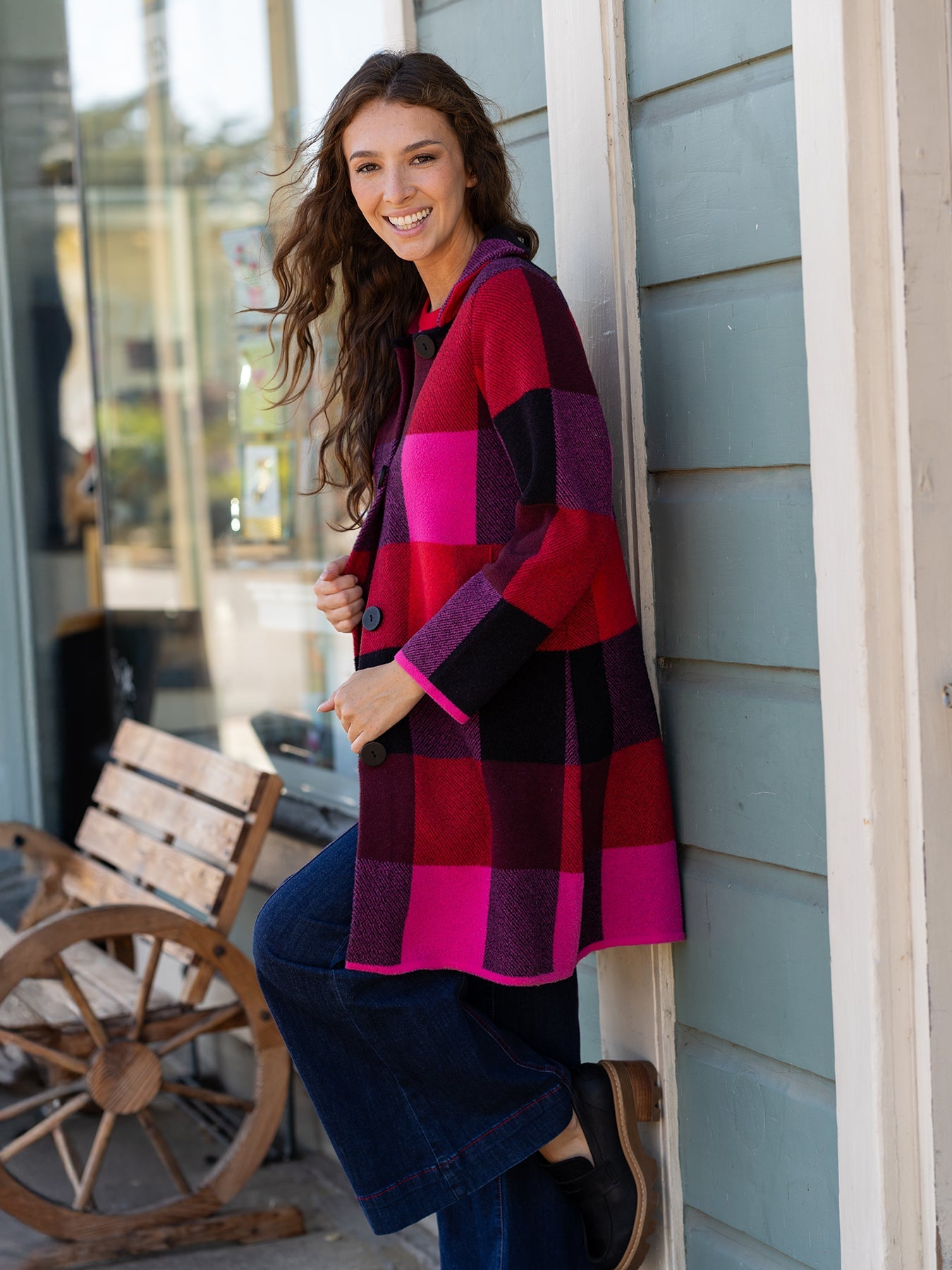NATALIE coat Blackberry Plaid - Lesley Evers - Best Seller - coat - outerwear