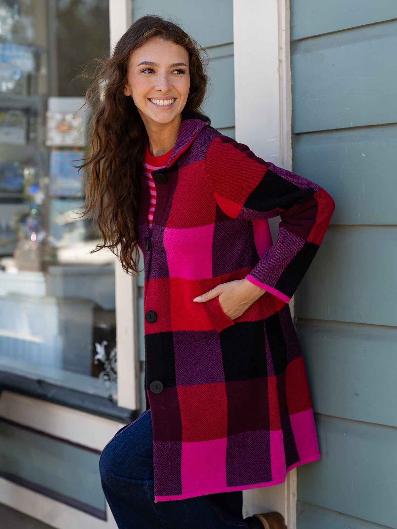 NATALIE coat Blackberry Plaid - Lesley Evers - Best Seller - coat - outerwear