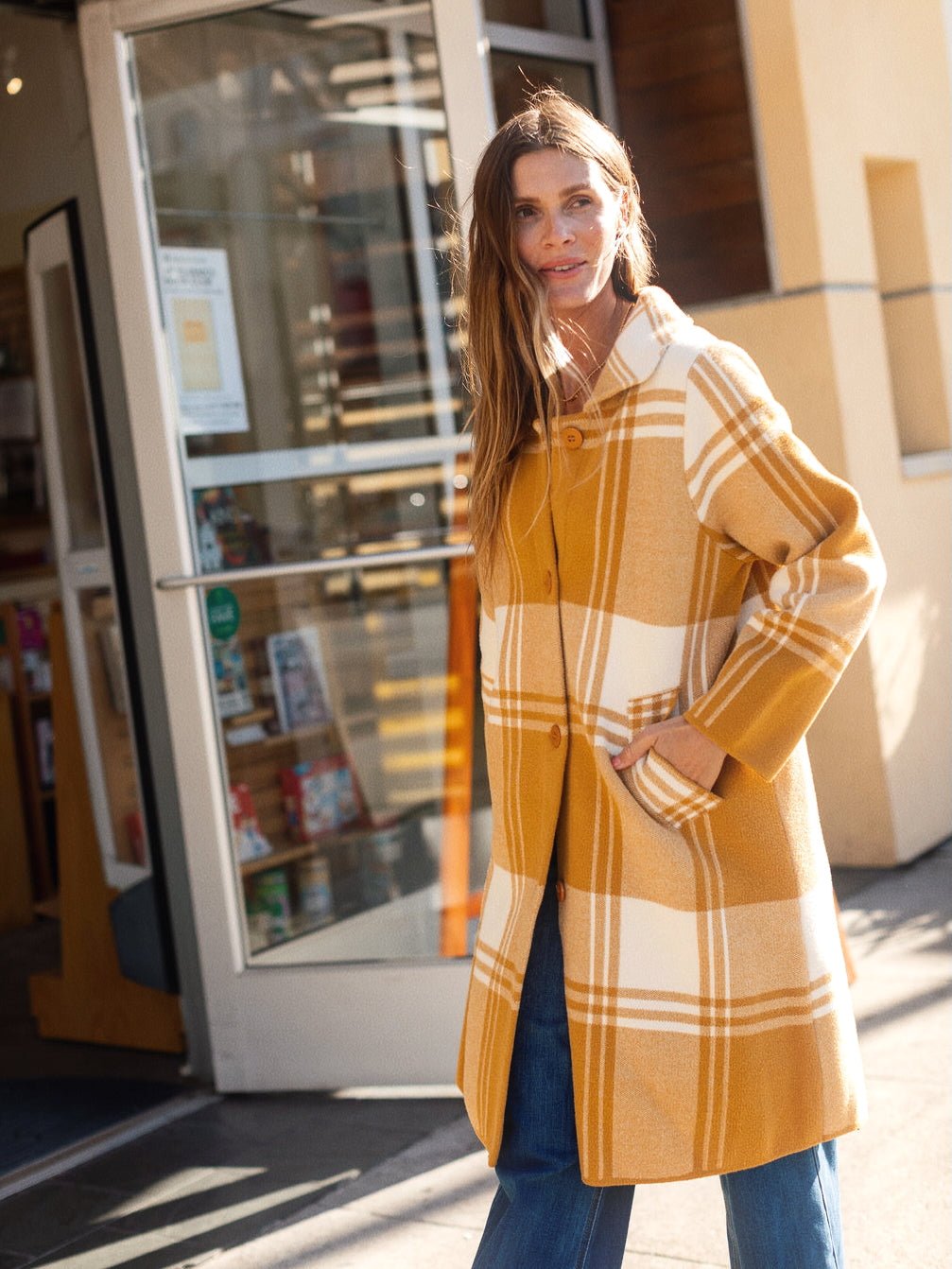 NATALIE coat Butterscotch Plaid - Lesley Evers-Best Seller-coat-outerwear
