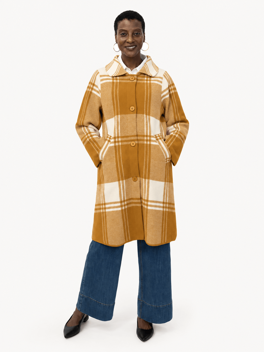 NATALIE coat Butterscotch Plaid - Lesley Evers-Best Seller-coat-outerwear