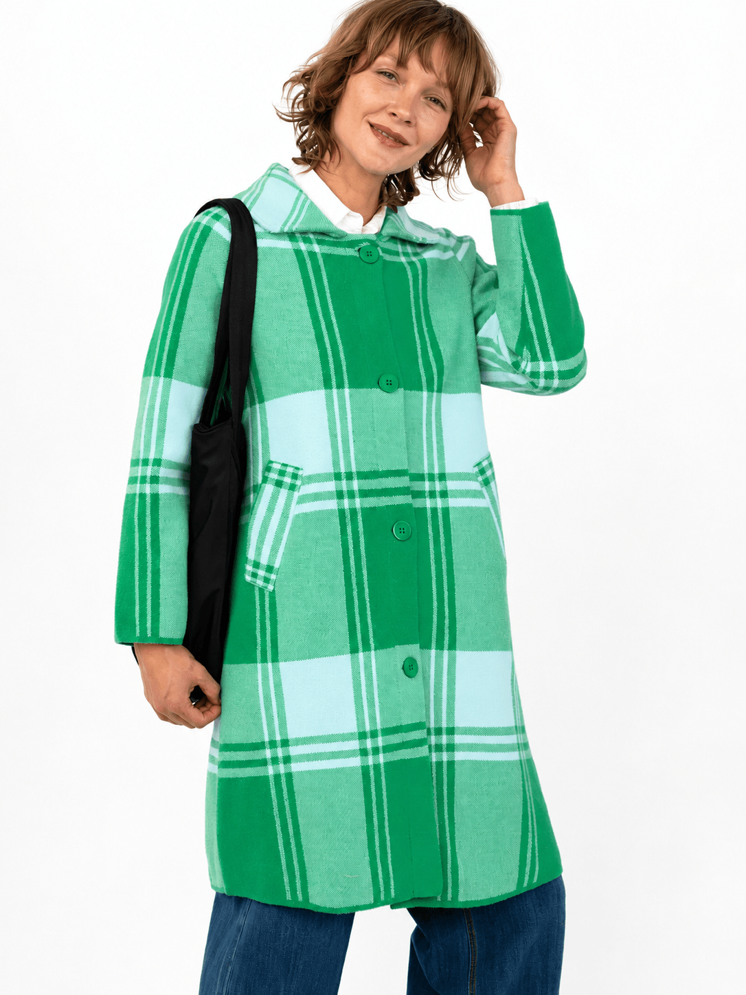 NATALIE coat Green Apple Plaid - Lesley Evers-Best Seller-coat-Imogen green 1