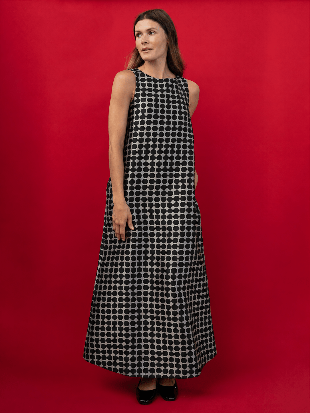 NATASHA dress Black Dots - Lesley Evers-Dress-gown-natasha