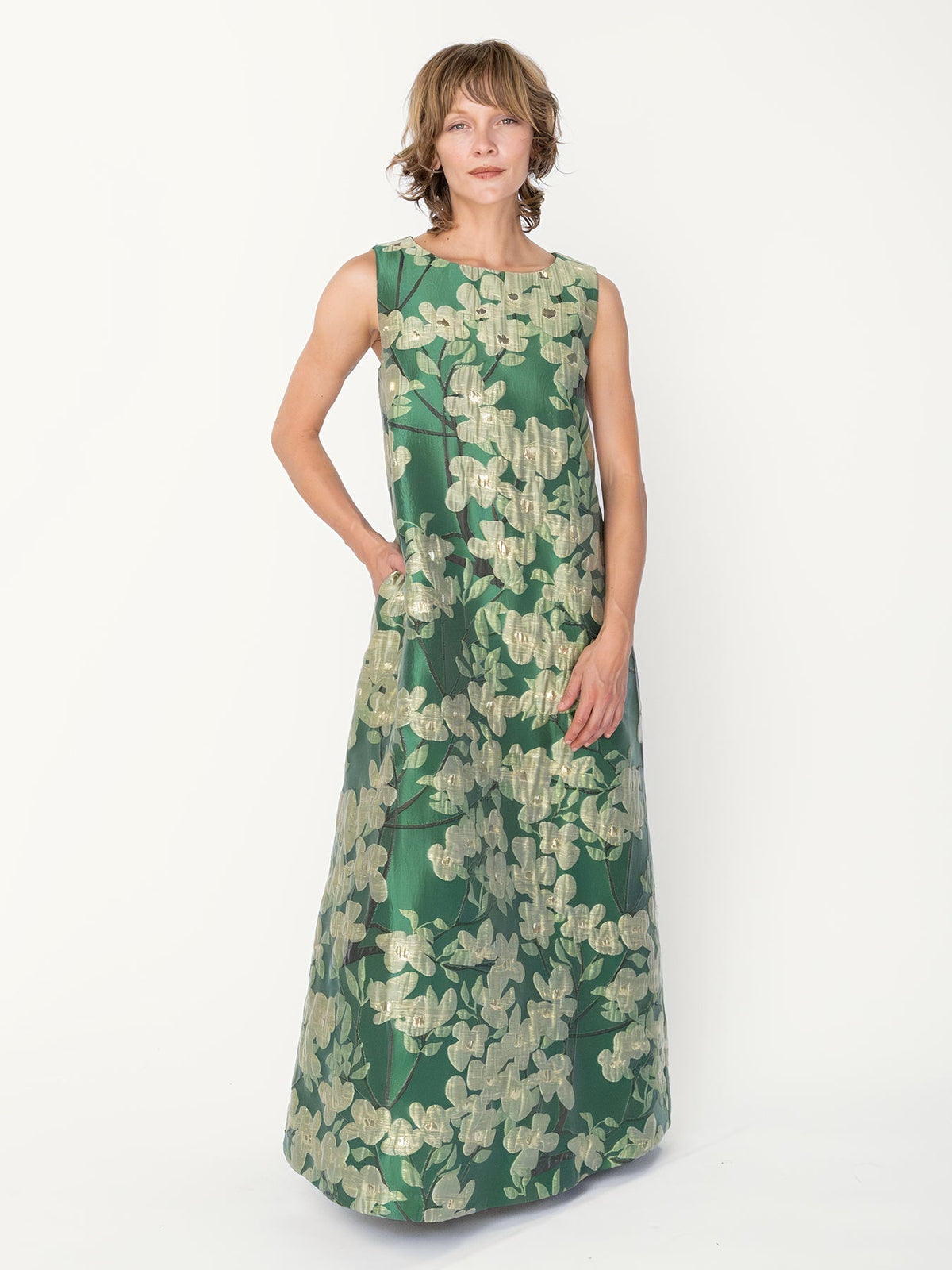 NATASHA dress Dogwood Green - Lesley Evers-Dress-gown-natasha